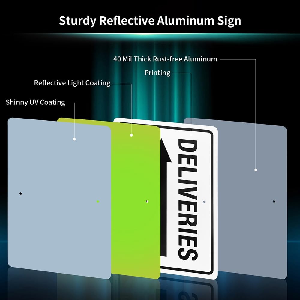 12″x8″ .040 Aluminum Deliveries Sign Arrow Left With 28″ Stake Reflective
