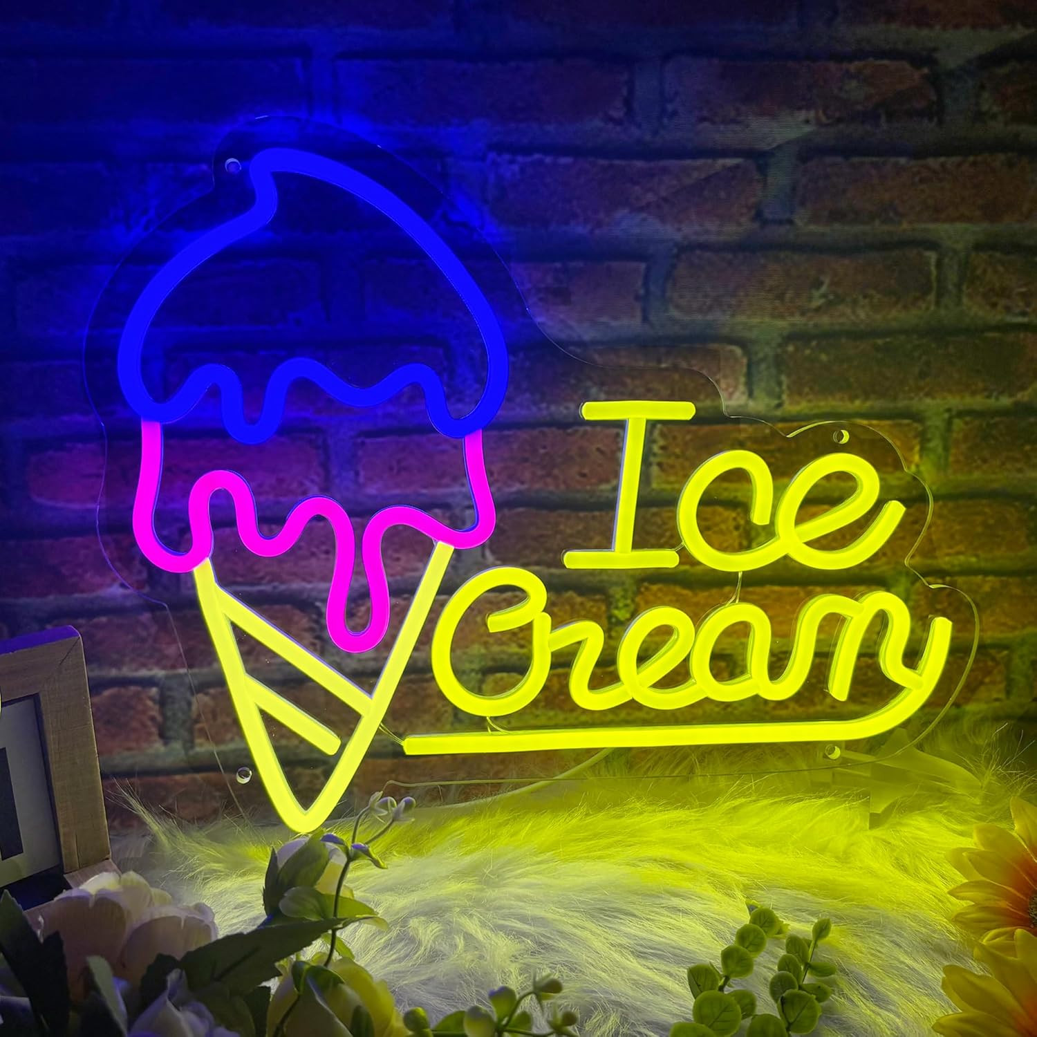 Ice Cream Neon Sign for Wall Decor, Ice Cream Led Signs, Dimmable USB Powered Ne