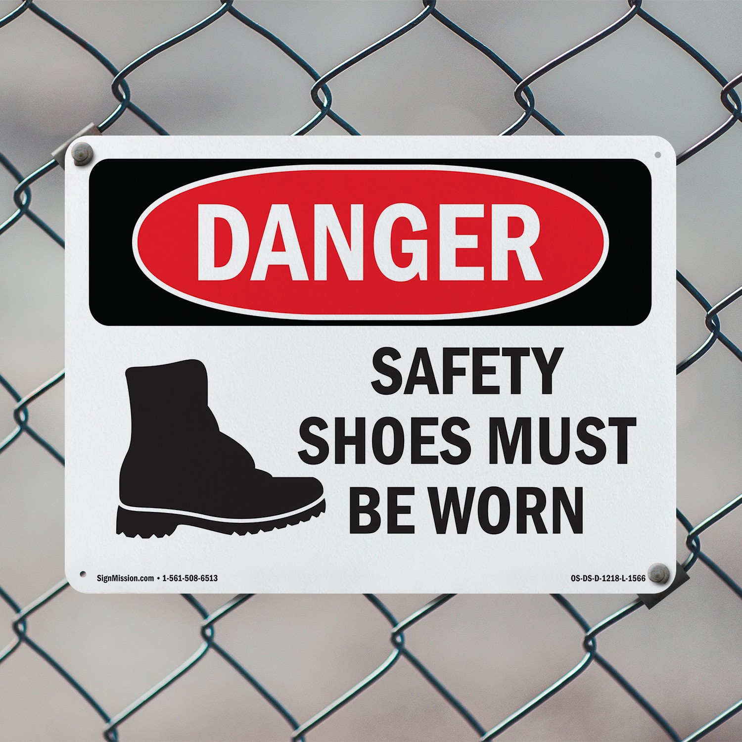 Safety Shoes Must Be Worn OSHA Danger Sign Metal Plastic Or Decal – 5 or 10 Pack