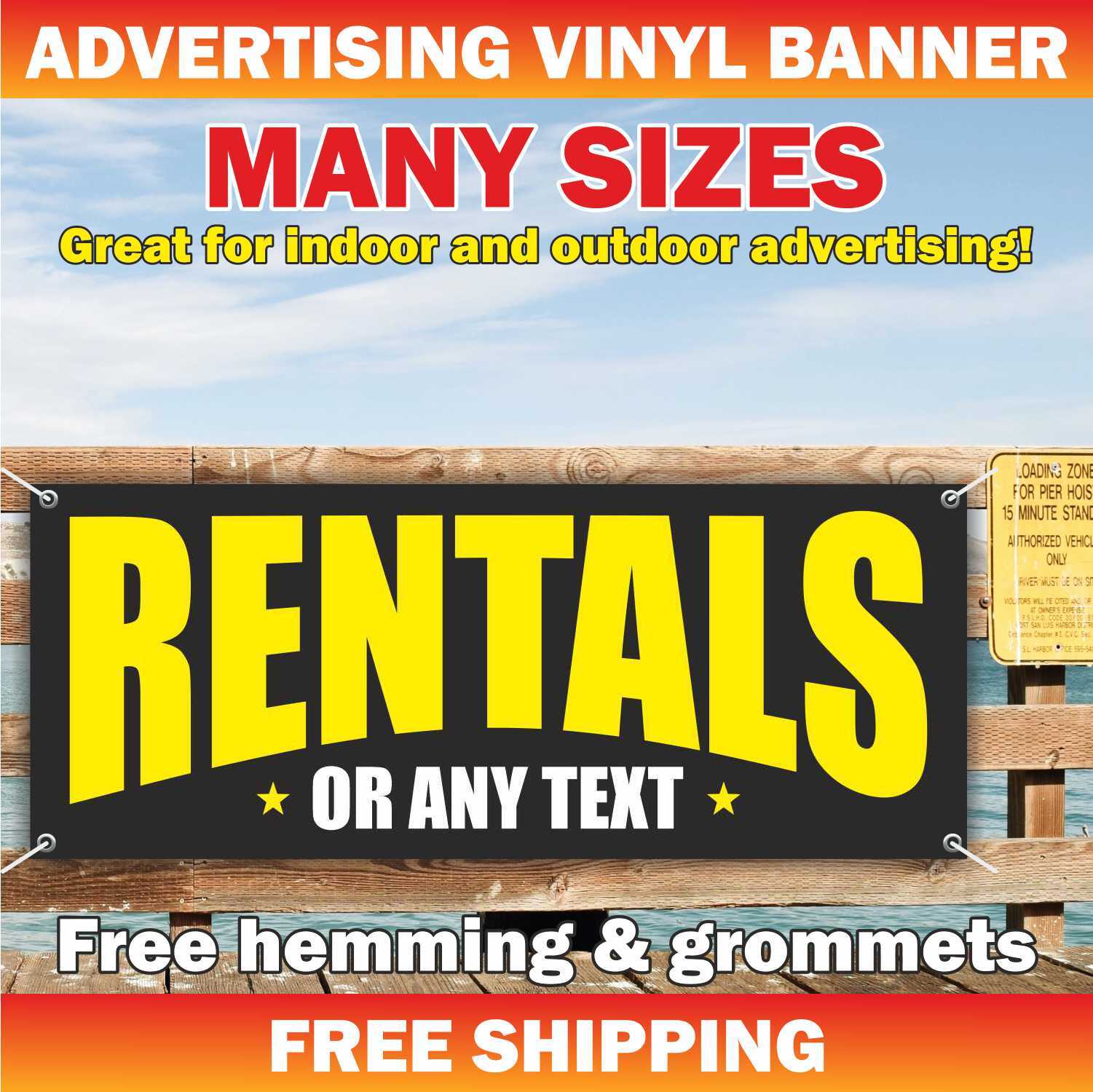 RENTALS Advertising Banner Vinyl Mesh Sign Custom Any Text Business rent lease