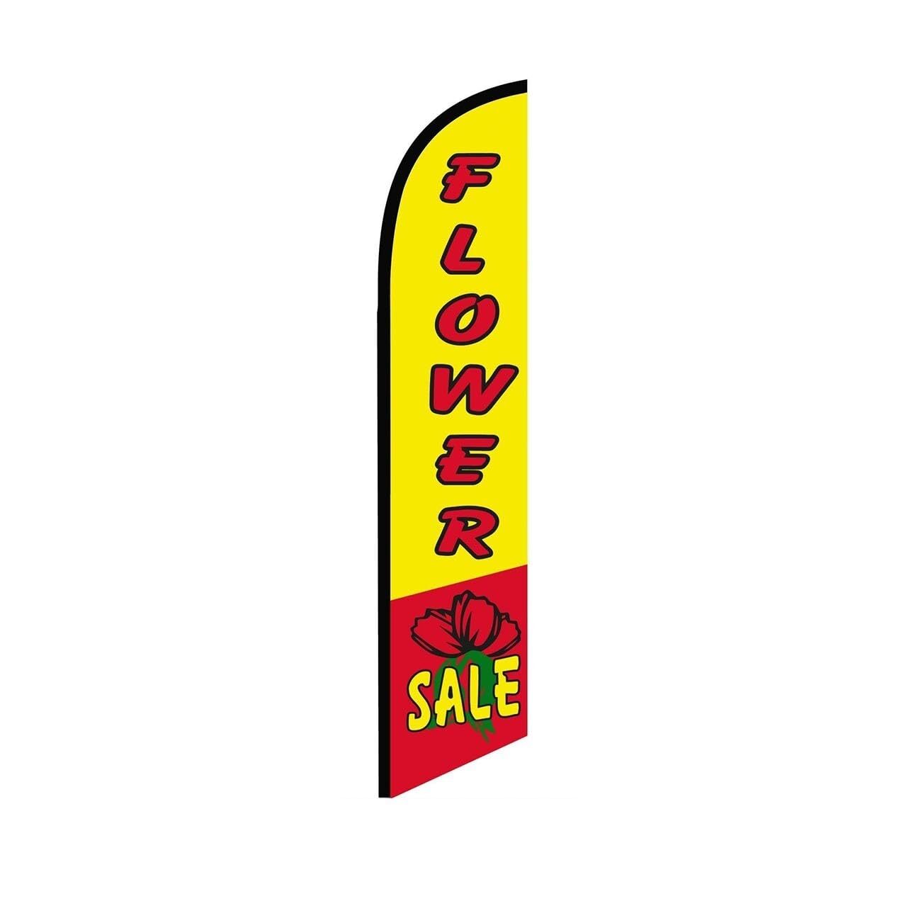 Flower Sale Yellow Swooper Flutter Feather Flag | 3ft W x 11.5ft Tall