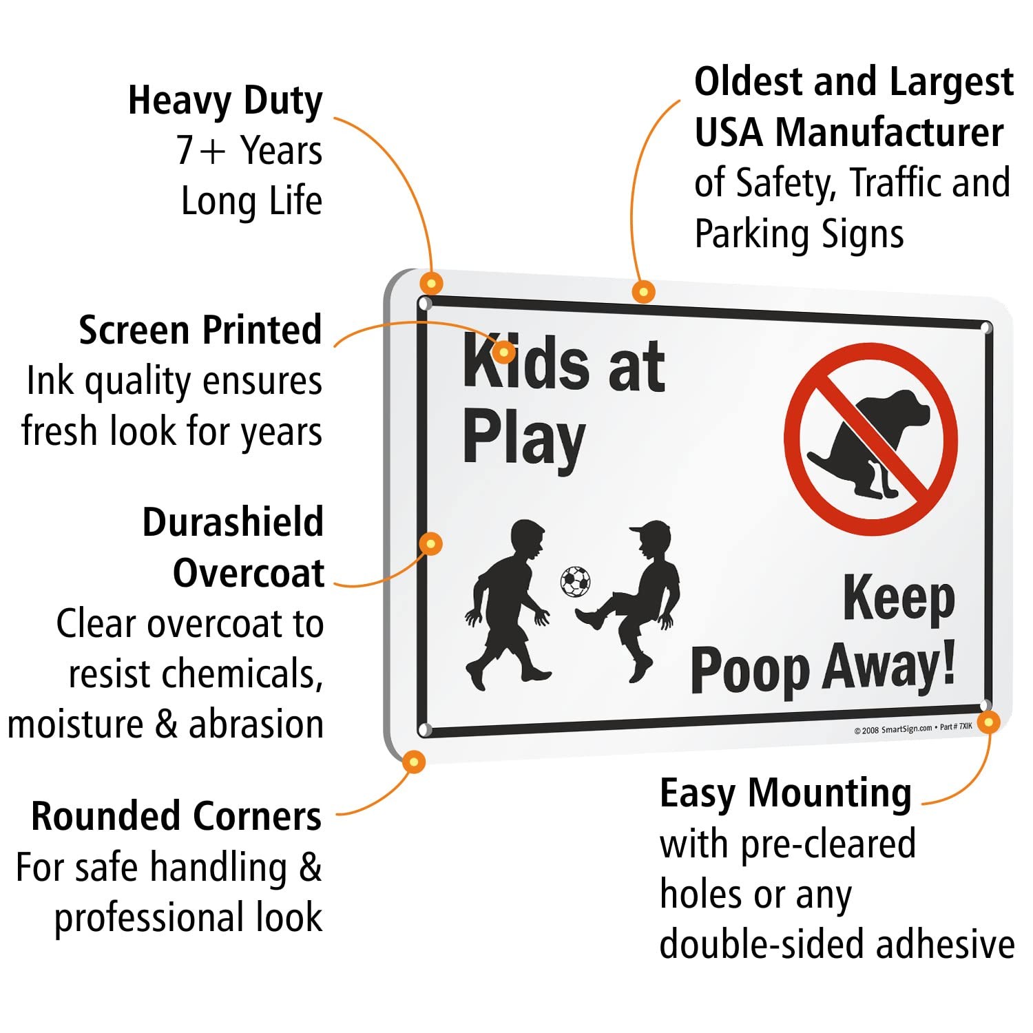SmartSign 7 x 10 inch “Kids At Play – Keep Poop Away” Sign with Pre-Cleared H…