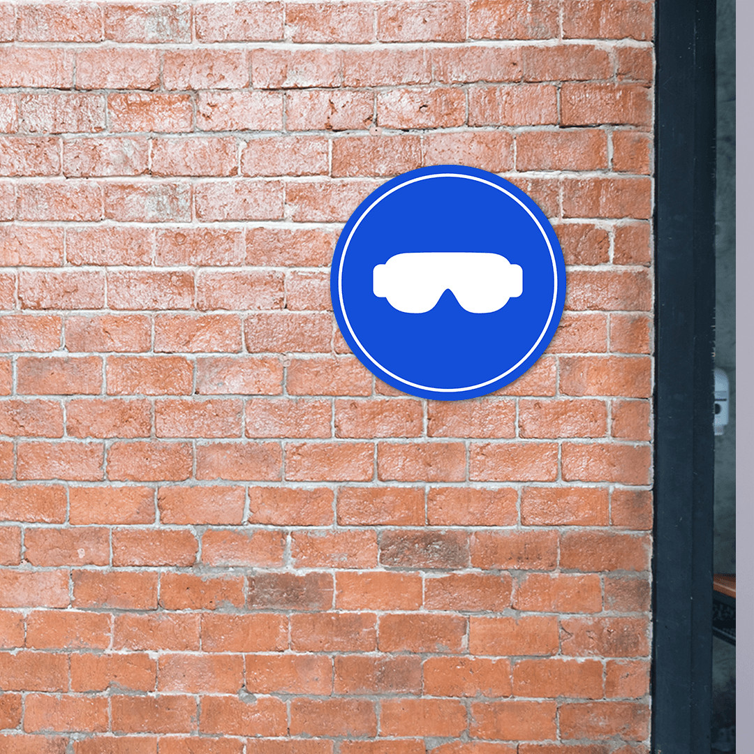 Circle Plus Safety Glasses Wall or Door Sign | Easy Installation
