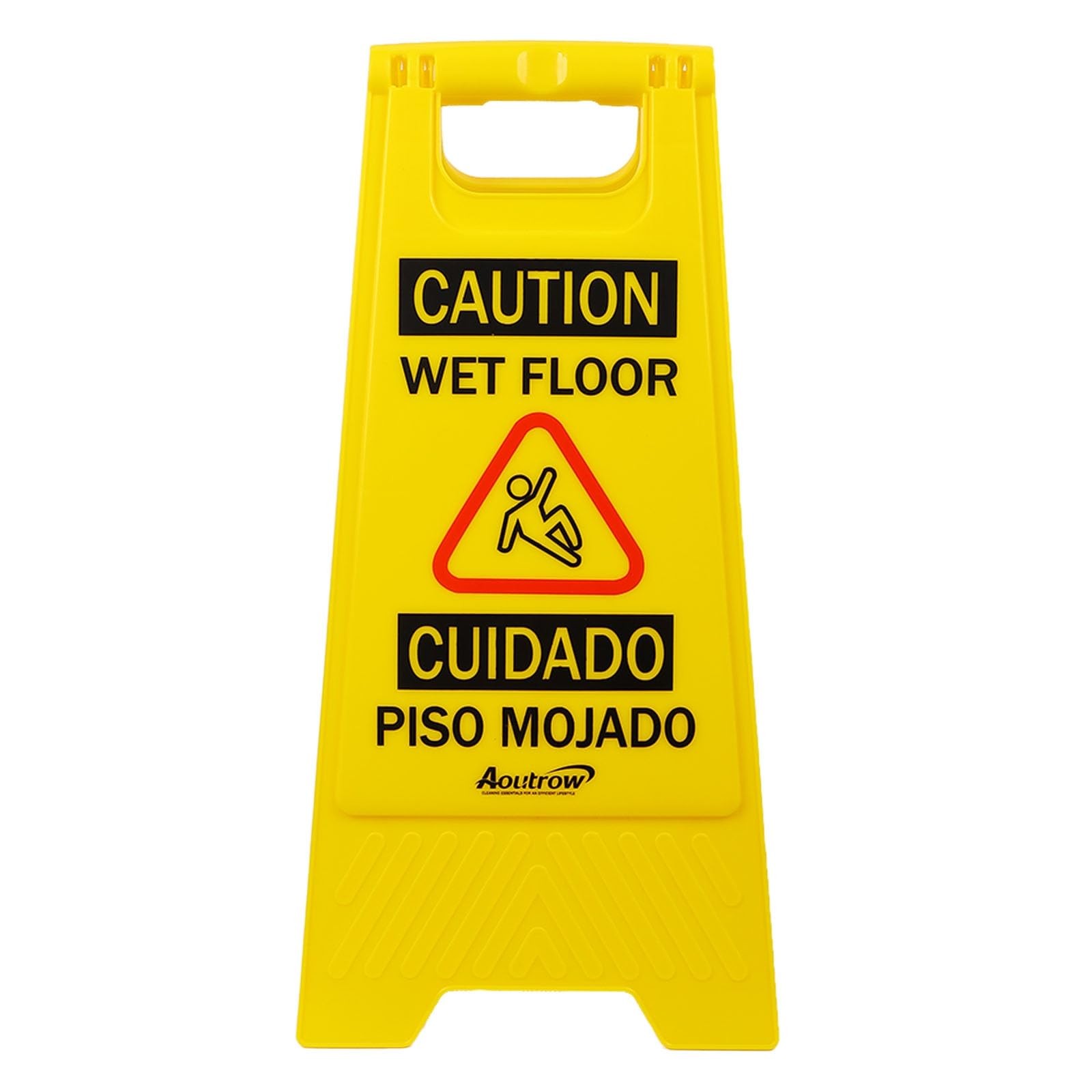 Caution Wet Floor Sign, Bilingual Foldable Safety Sign (17.12In X 8.38In X 0.94I