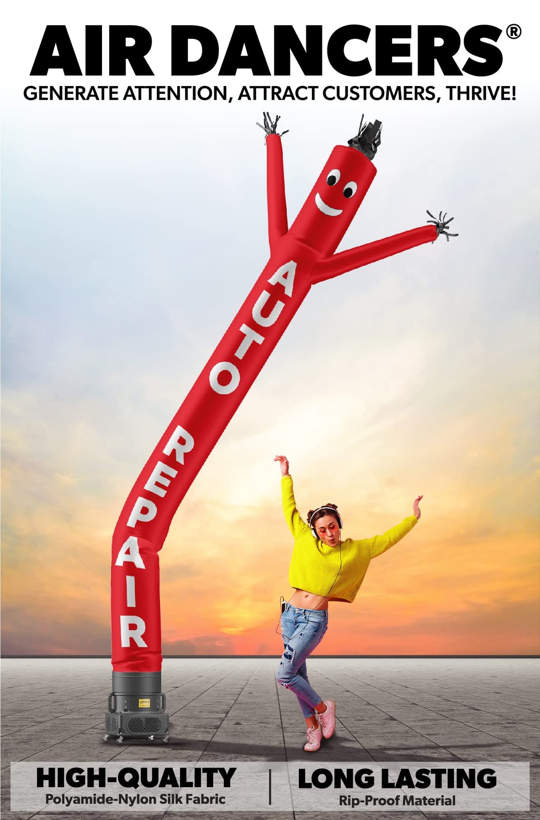 Lookourway Air Dancers Inflatable Tube Man Attachment – 20 Feet Tall Wacky
