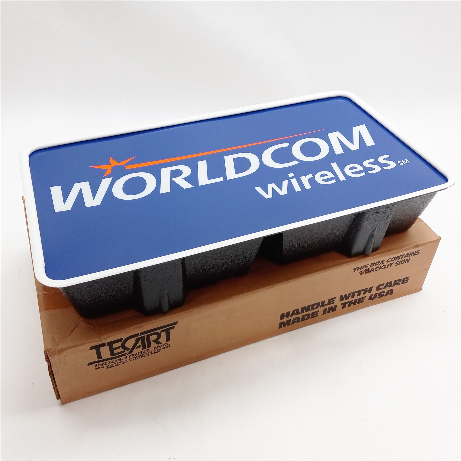 Vintage WorldCom Wireless Tec Art Wall Lamp Light Backlit Decorative Retail Sign