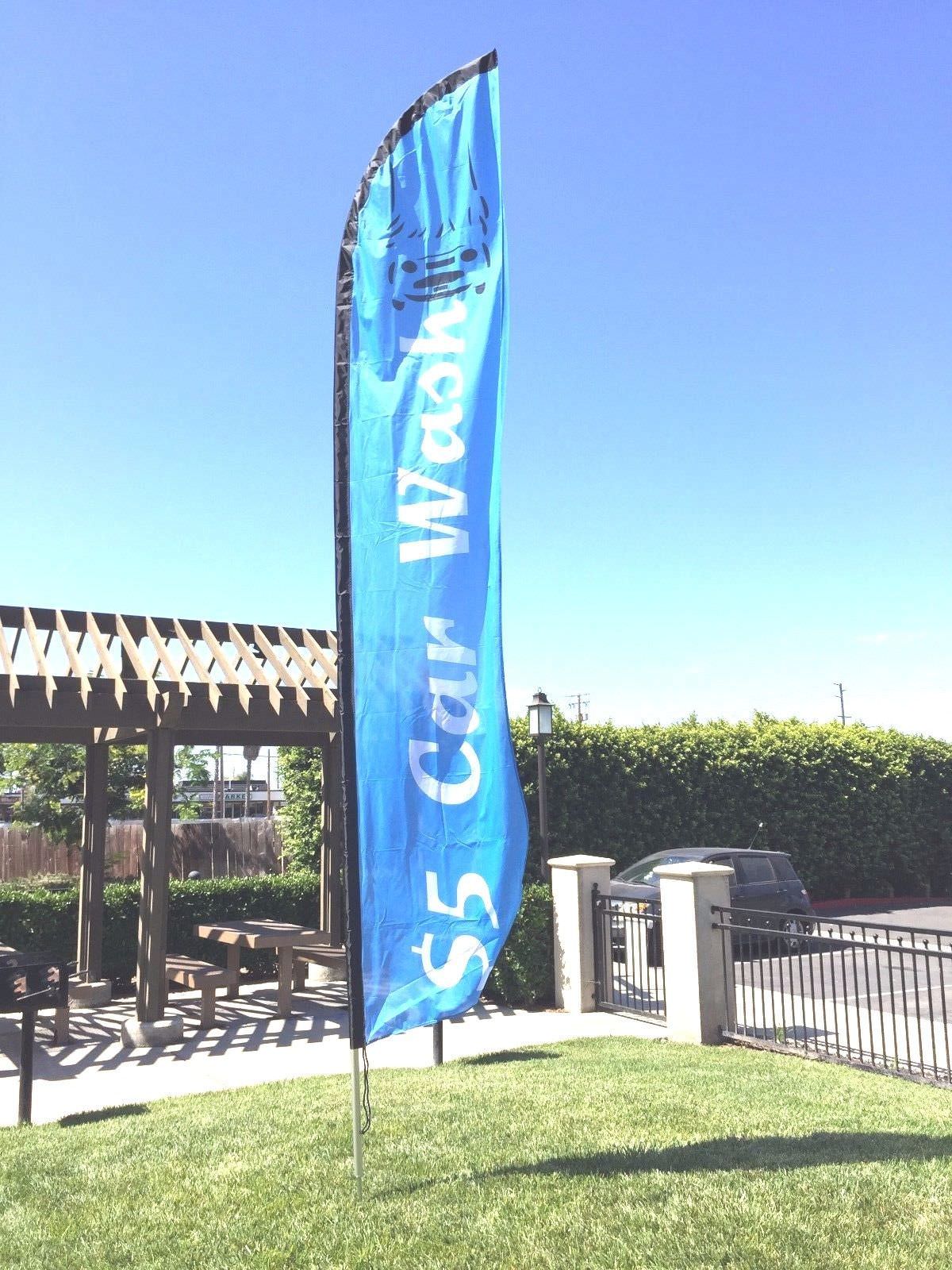 Custom Feather Swooper Banner Sign Flag 15′ Kit CAR WASH $5 -Free Gift