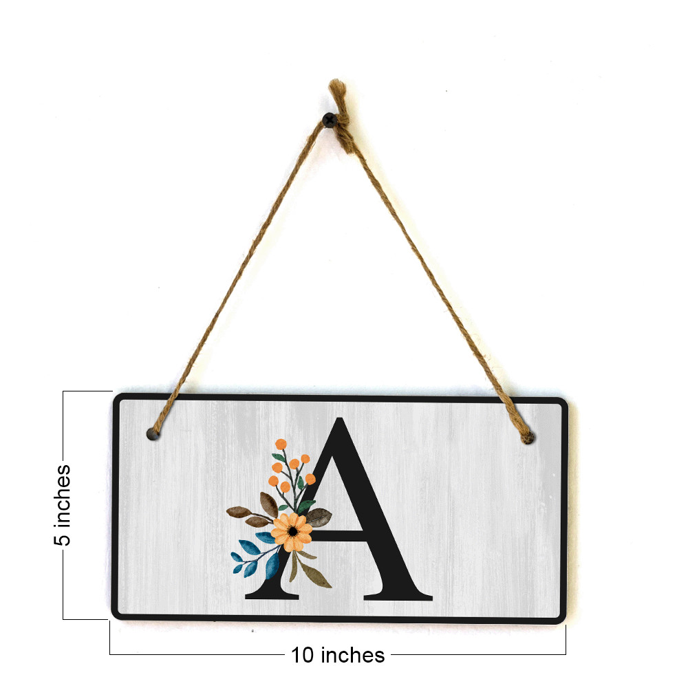 A Flower Decor 5×10 Hanging Wall or Door Sign | Alphabet Letter Room Decoration