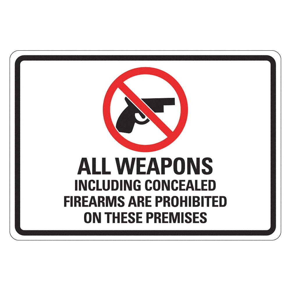 LYLE LCU1-0105-RA_10x7 Rflctive No Weapons Sign,7x10in,Aluminum 484L50