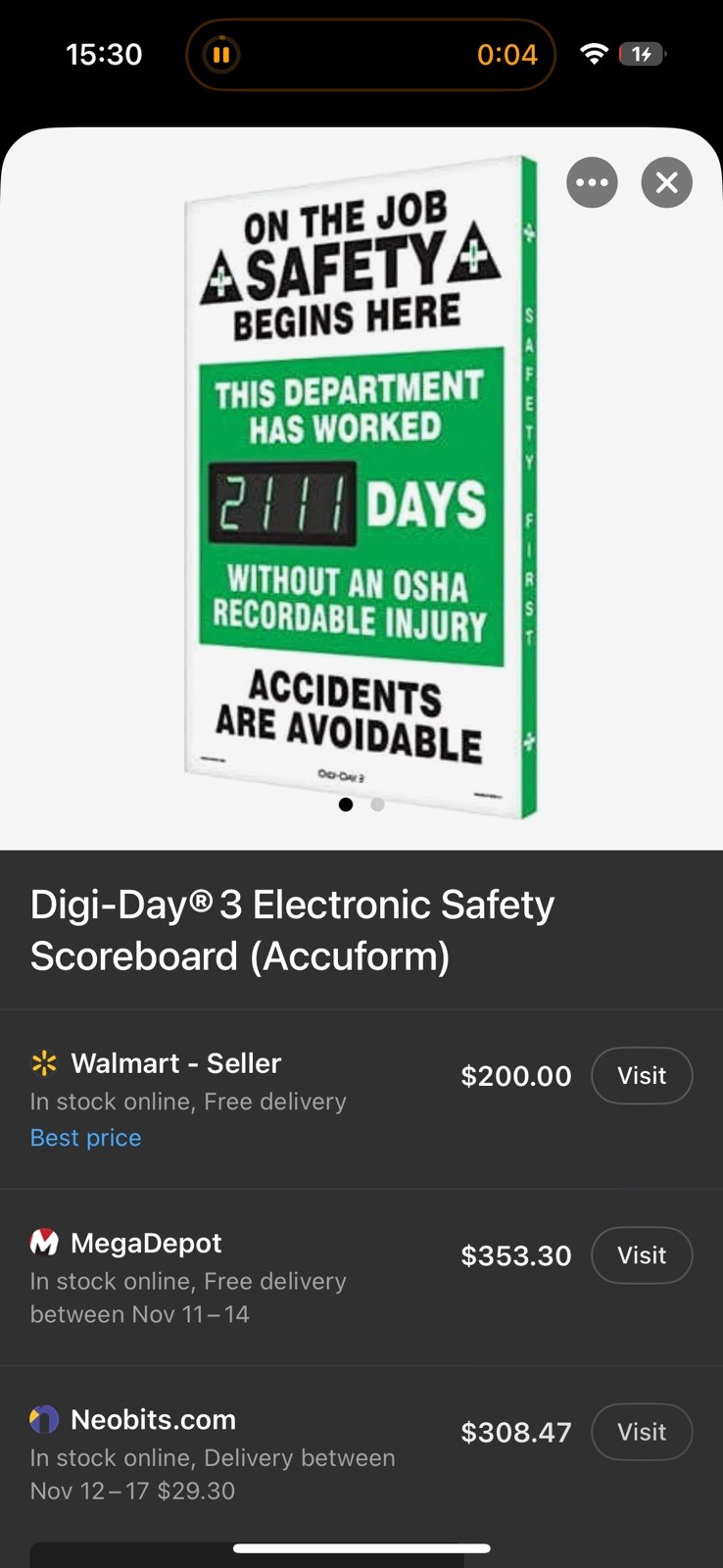 On Job Safety Sign With Counter New