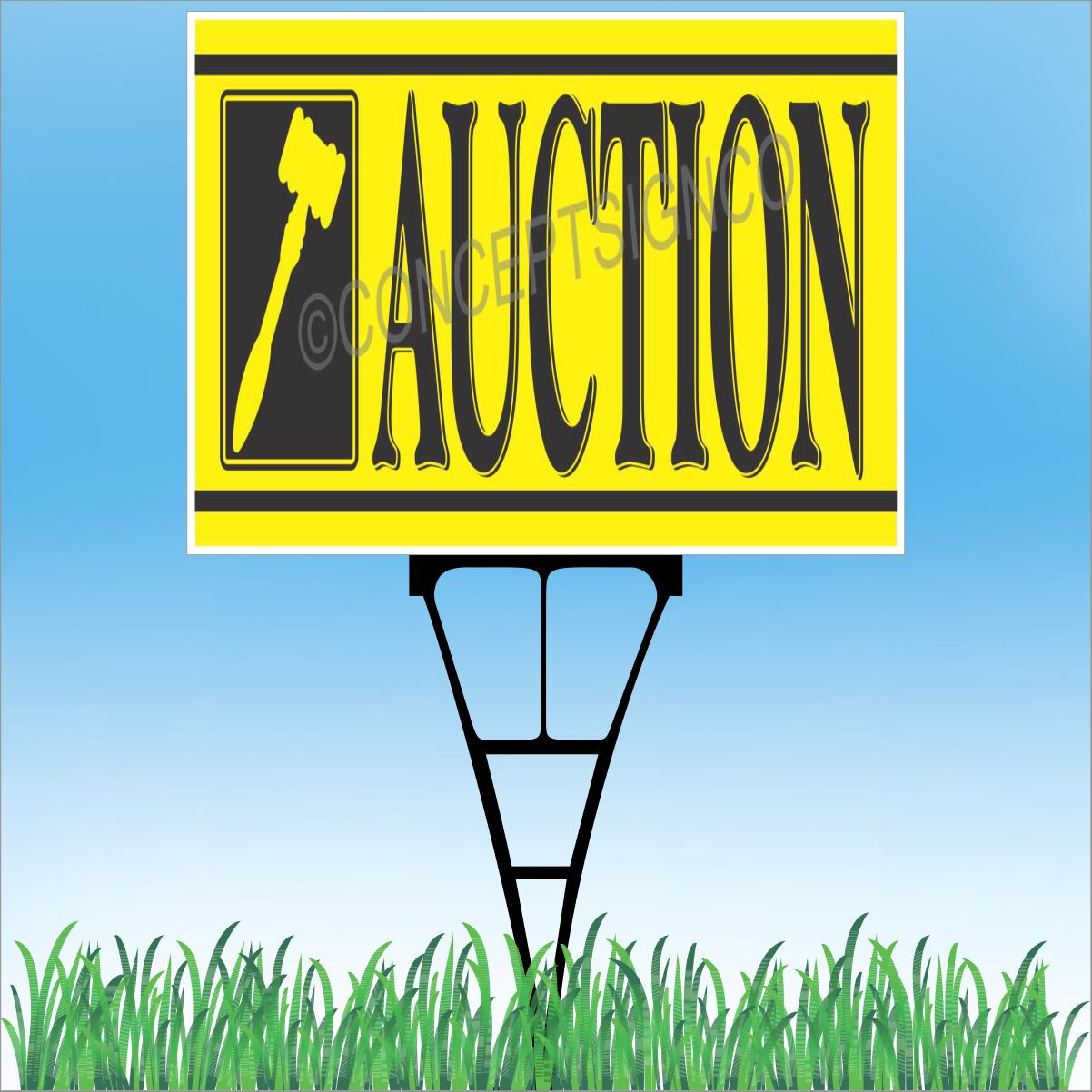 18″x24″ AUCTION Outdoor Yard Sign & Stake Sidewalk Lawn Sales Farm Property Deal