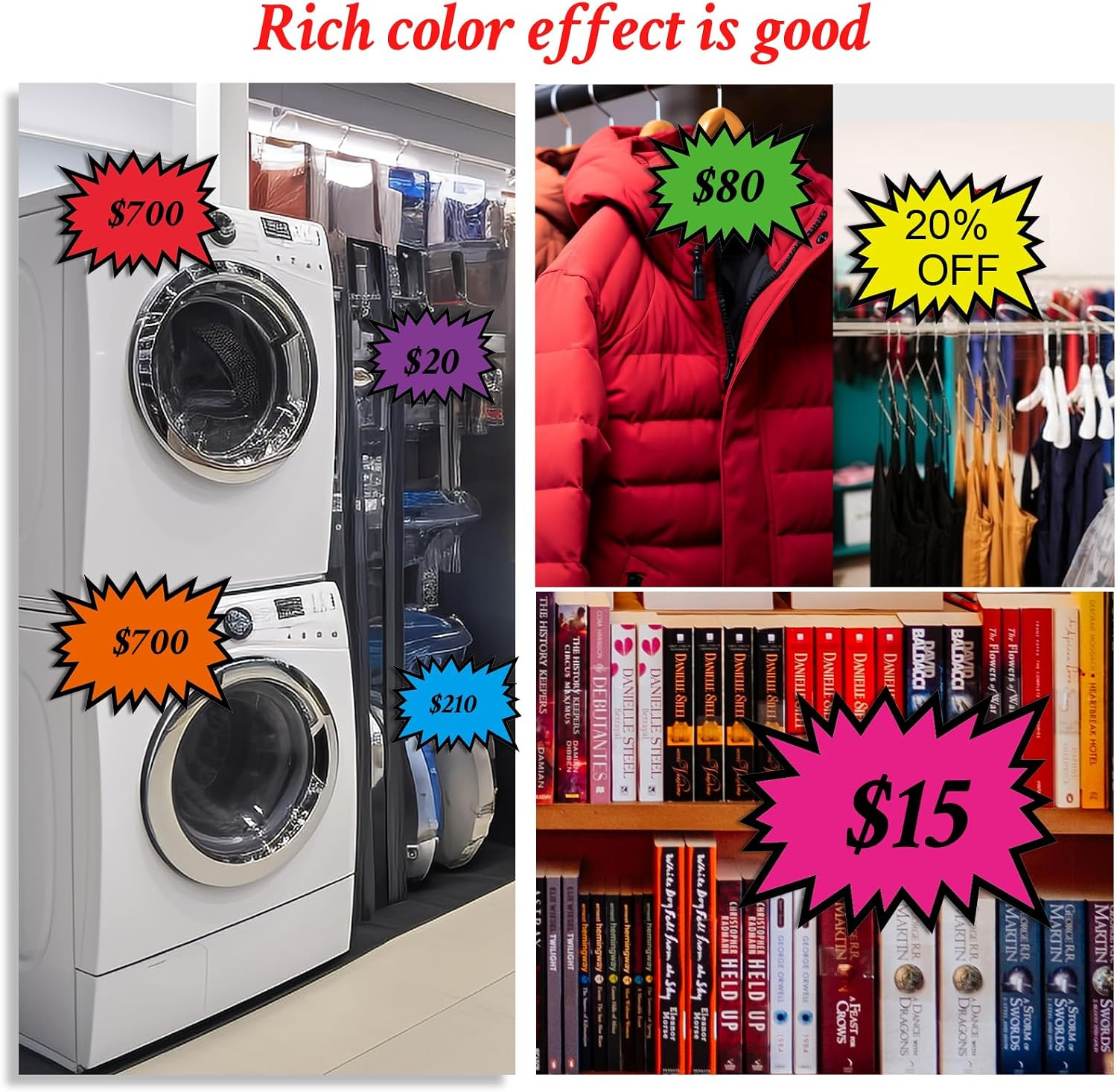 5.5X7In Fluorescent Starburst Signs 80Pcs Retail Garage Sale Price Tags | 80Pcs