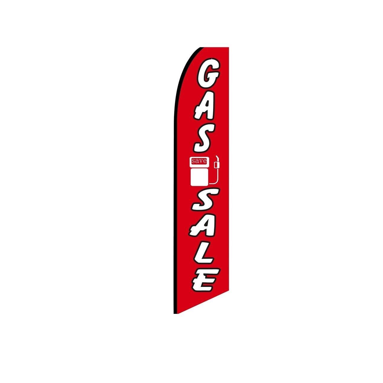 Gas Sale Red Swooper Flutter Feather Flag | 3ft W x 11.5ft Tall