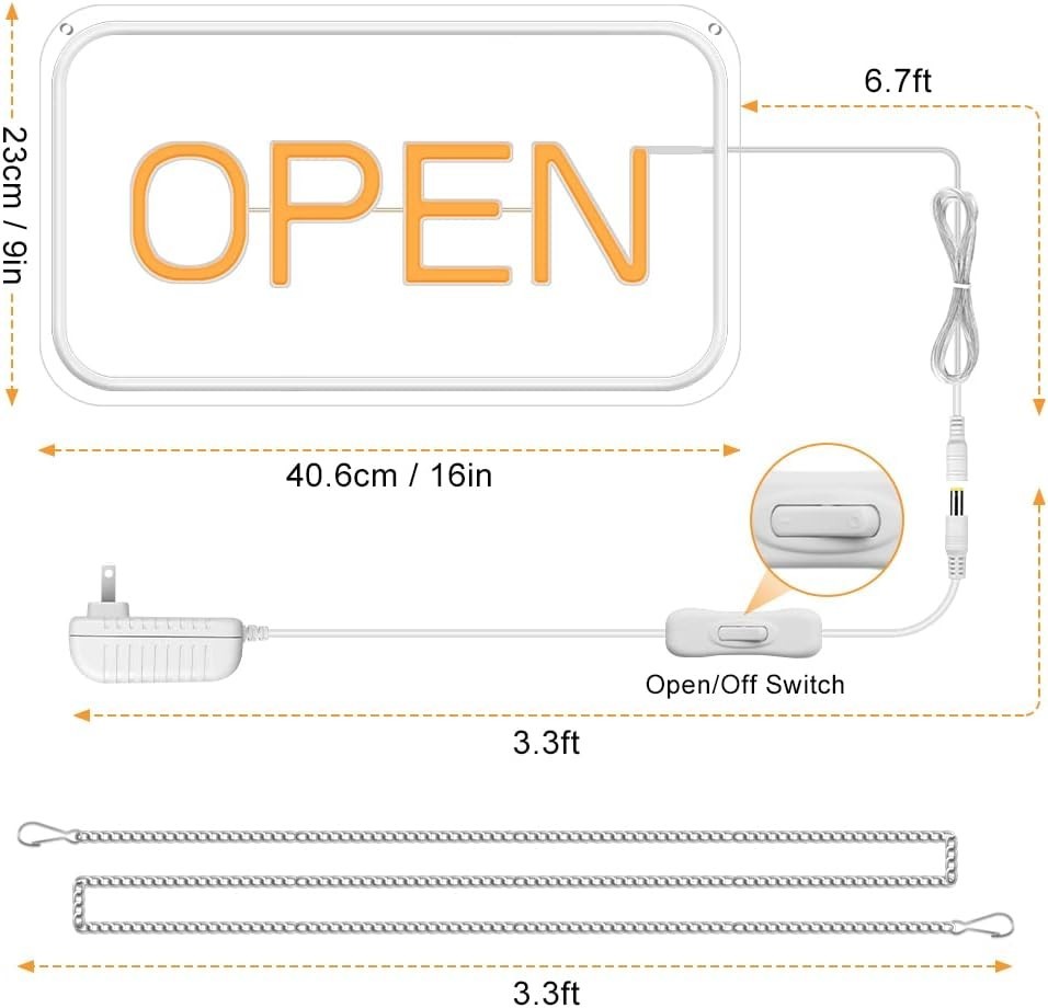 LED Open Sign 16×9 inch, 12V Super Bright Open Signs for Business, Open Neon…