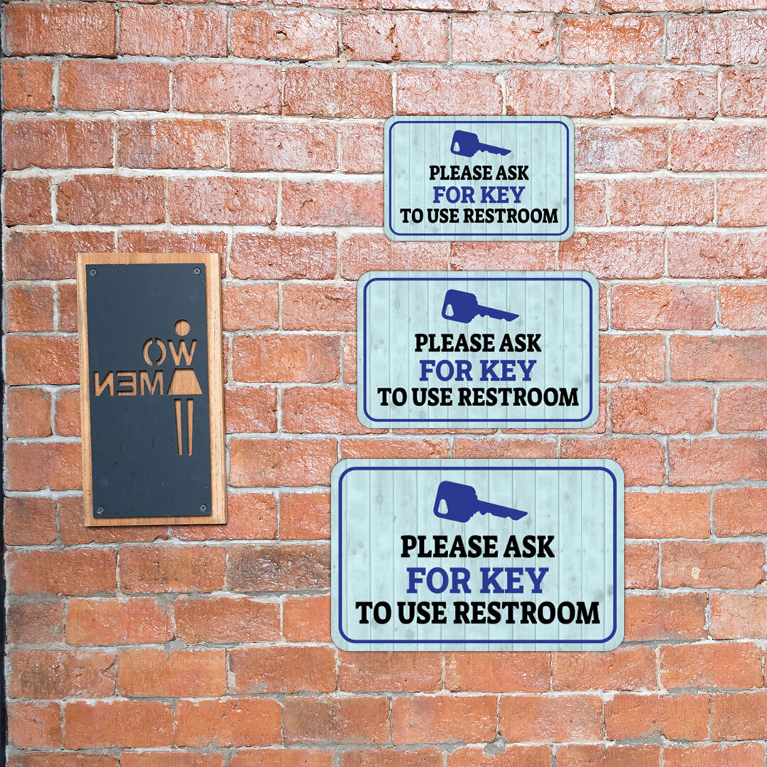 Classic Framed Plus Please Ask For Key To Use Restroom Wall or Door Sign