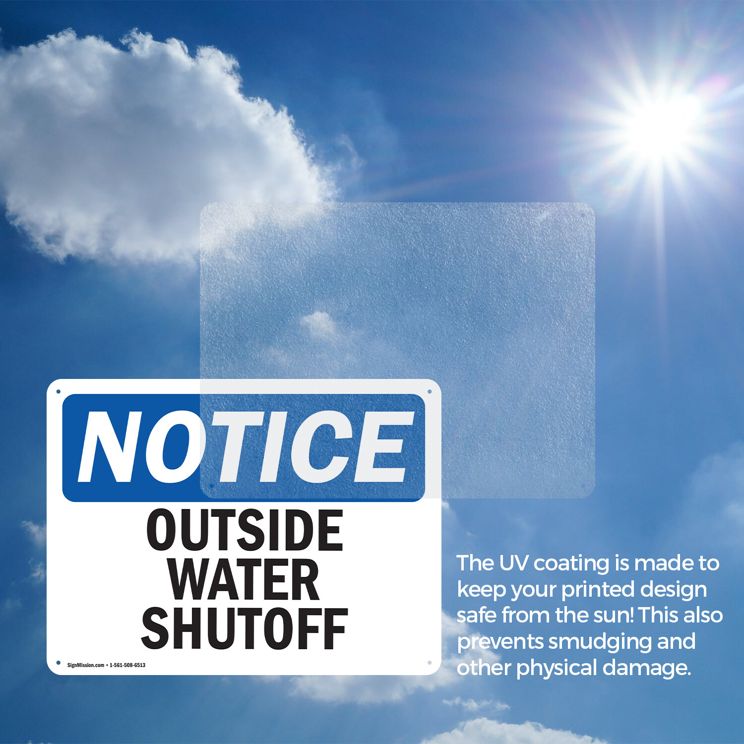 (2 Pack) Outside Water Shutoff OSHA Notice Sign Decal Metal Plastic