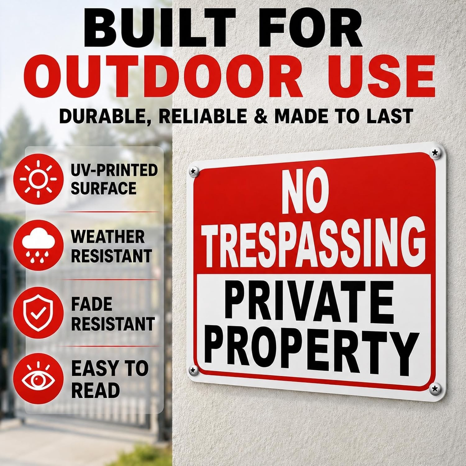 4 Pack Large No Trespassing Signs Private Property – 14X10 Inch 40 Mil Heavy Dut
