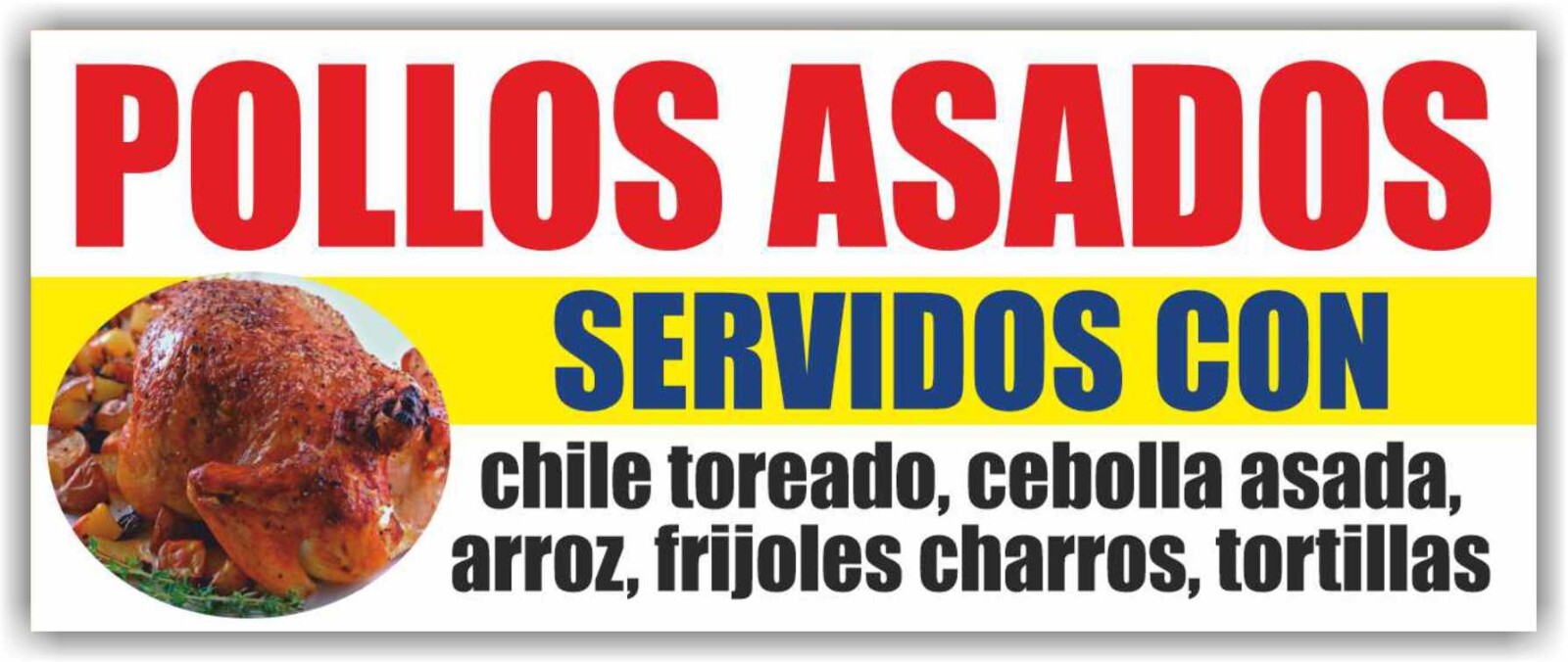 POLLOS ASADOS SERVIDOS CON Advertising Banner Vinyl Mesh Sign Chicken Gallina