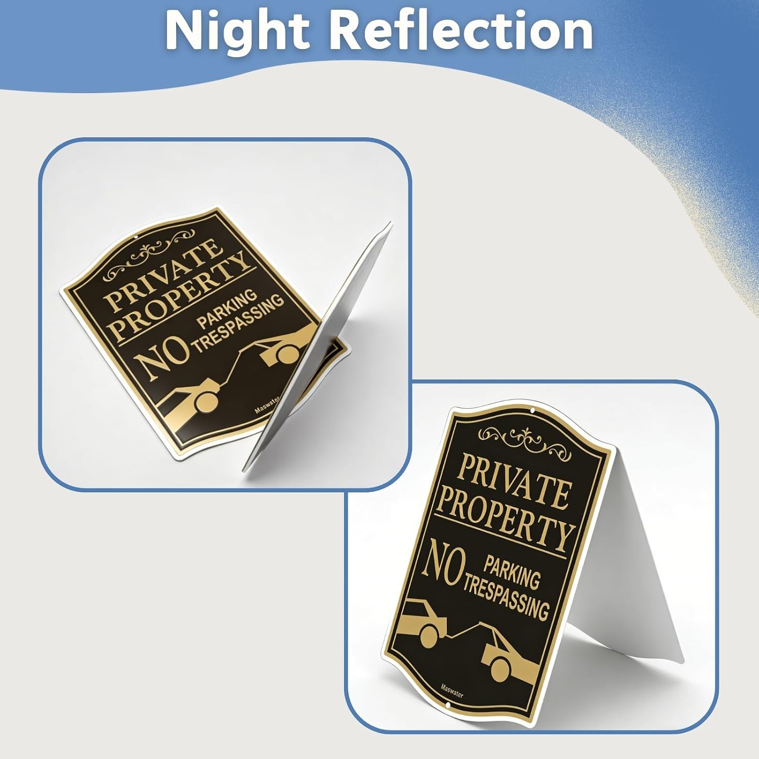 Private Property No Parking Signs – 2-Pack 12″ x 18″ Reflective & Waterproof