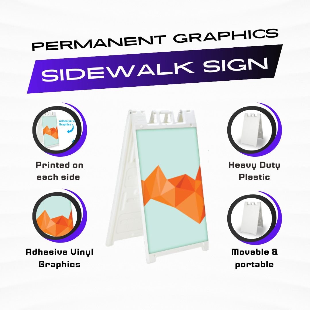 Custom White sidewalk sign Signicade A-Frame (Permenant) Free Design & shipping