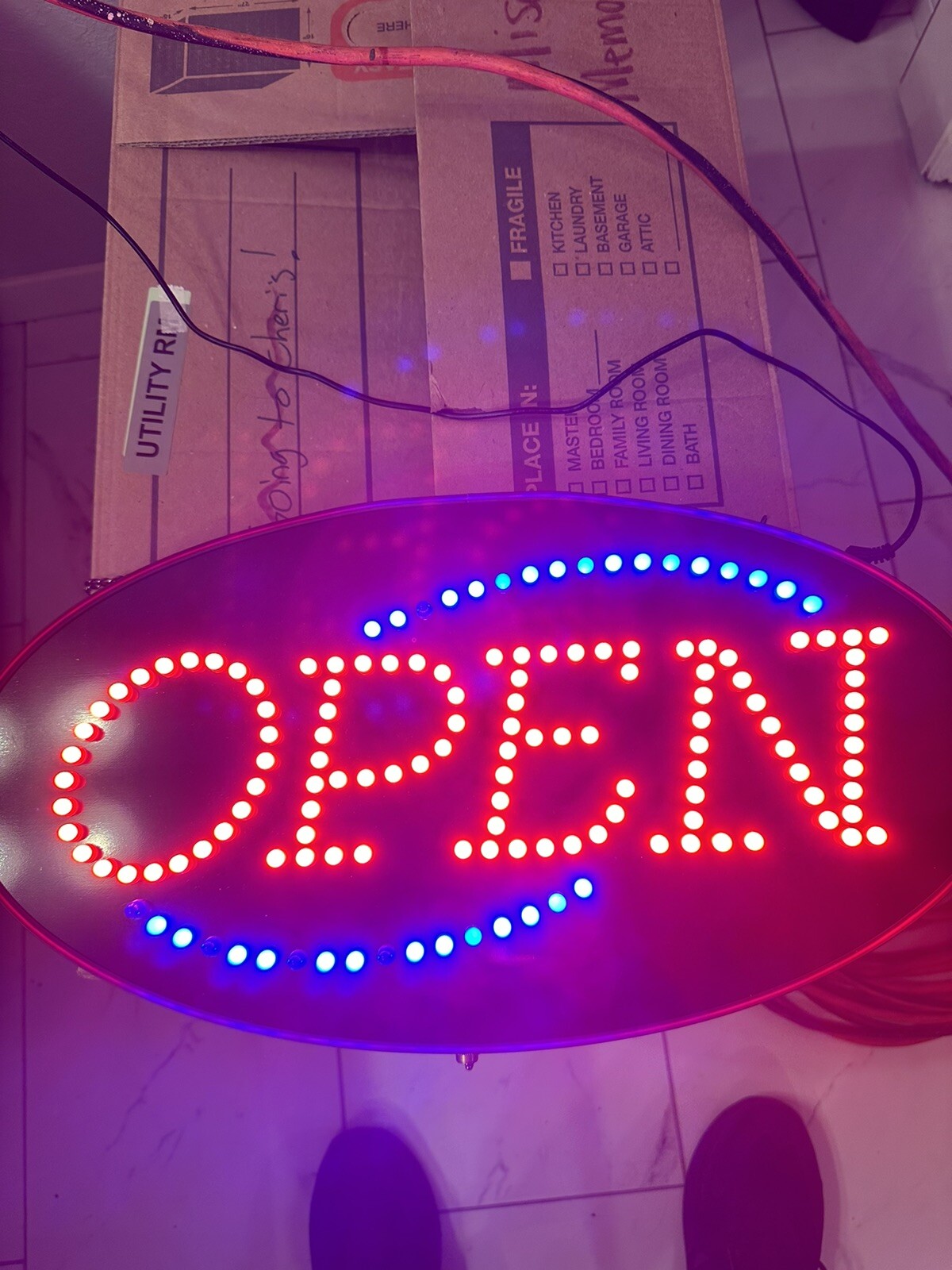 Cosco LED OPEN Sign 20’x 10 1/2: x 20 1/8″ Red & Blue Graphics 098099