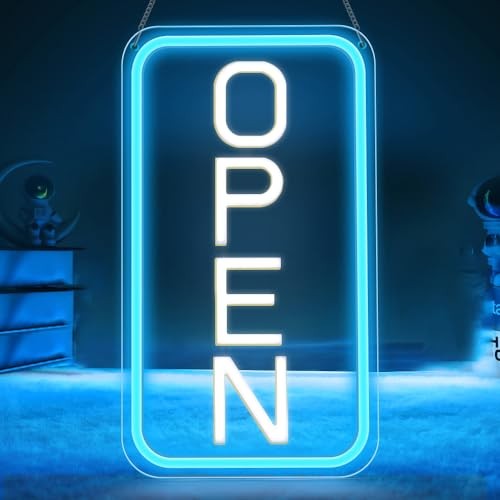 Open Signs for Business, 16″x 9″ LED Neon Open 16*9 inch Blue White Vertical
