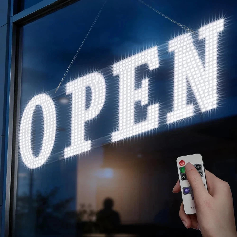 40″ x 14″ Large LED Open Sign with Remote Control High Bright Visibility Busines
