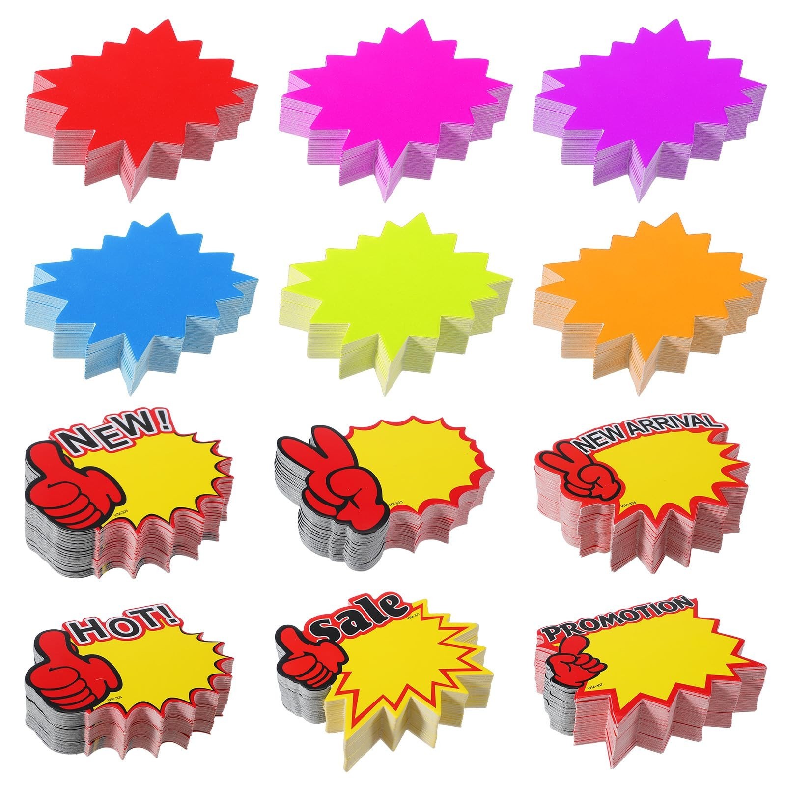 1500 Starburst Sale Signs – Fluorescent Price Tags for Retail, Bulk Blank Labels