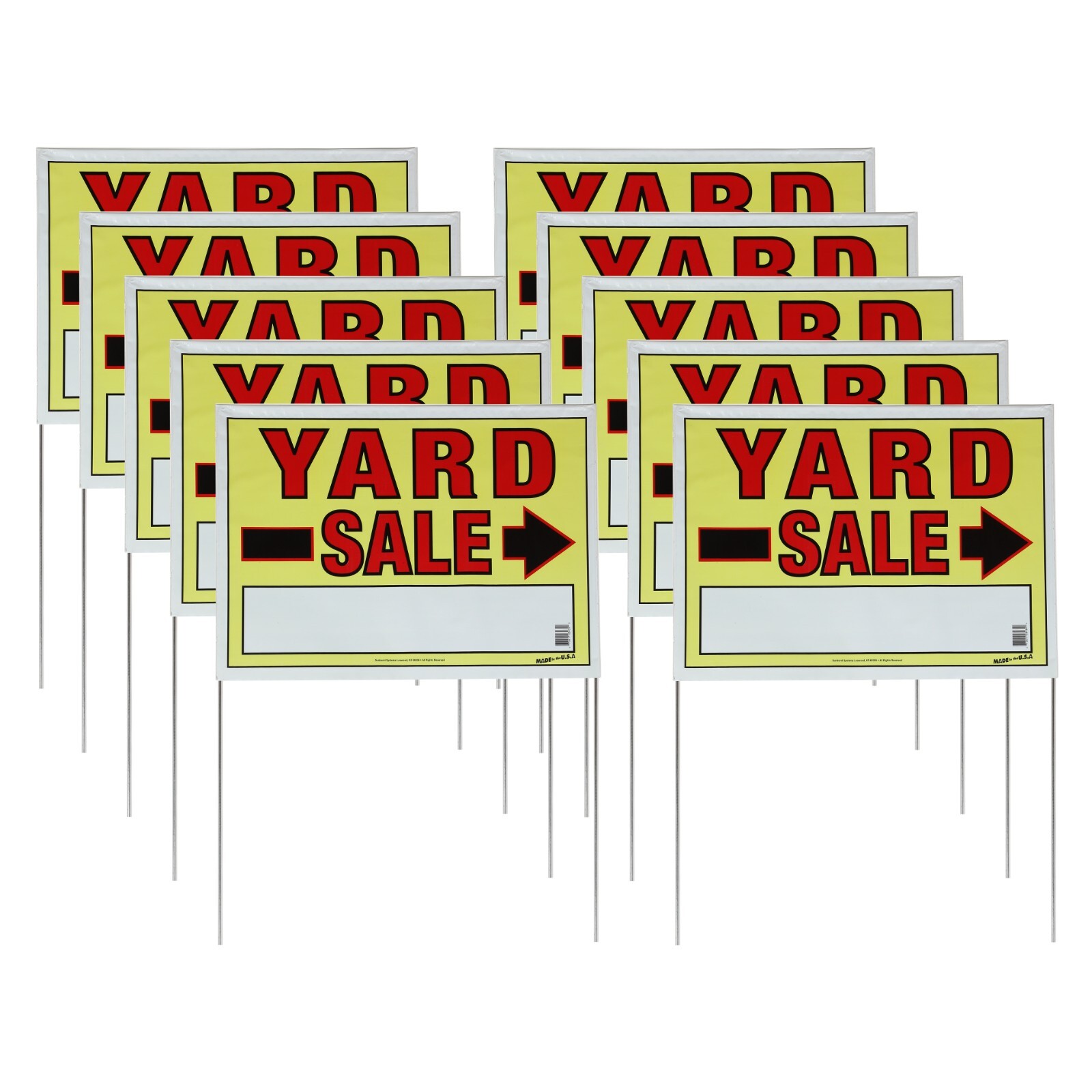 Yard Sale Sign W/ Stake, 22″ x 32″ Fully Assembled with Metal Stake, 10 pack