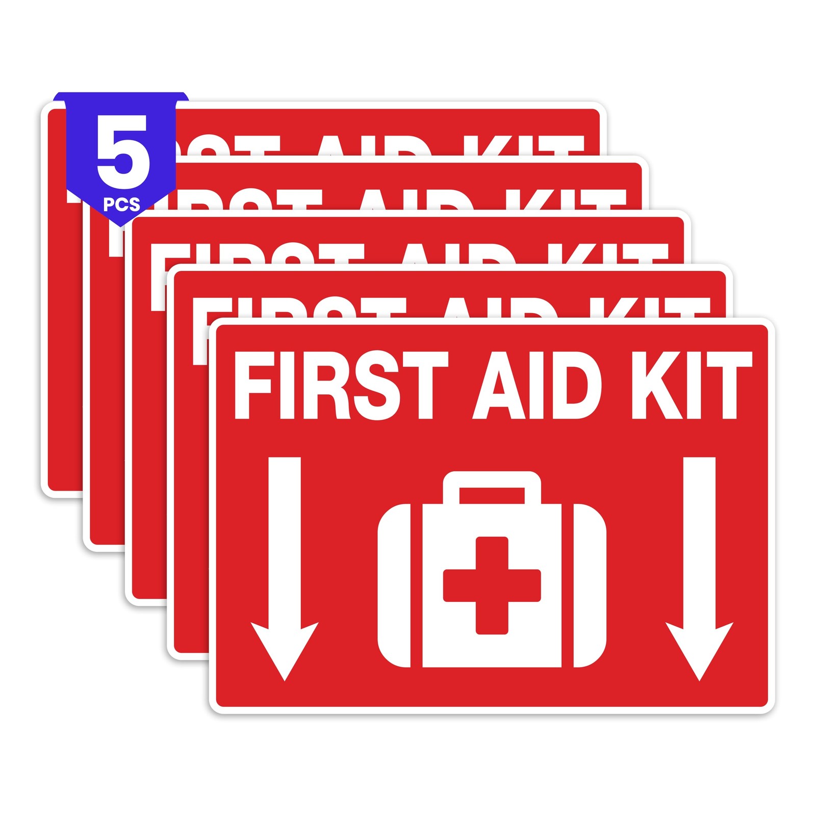 5 x First Aid Kit Sticker | 10 x 7 Inch Premium Vinyl First Aid Kit Sign | UV…
