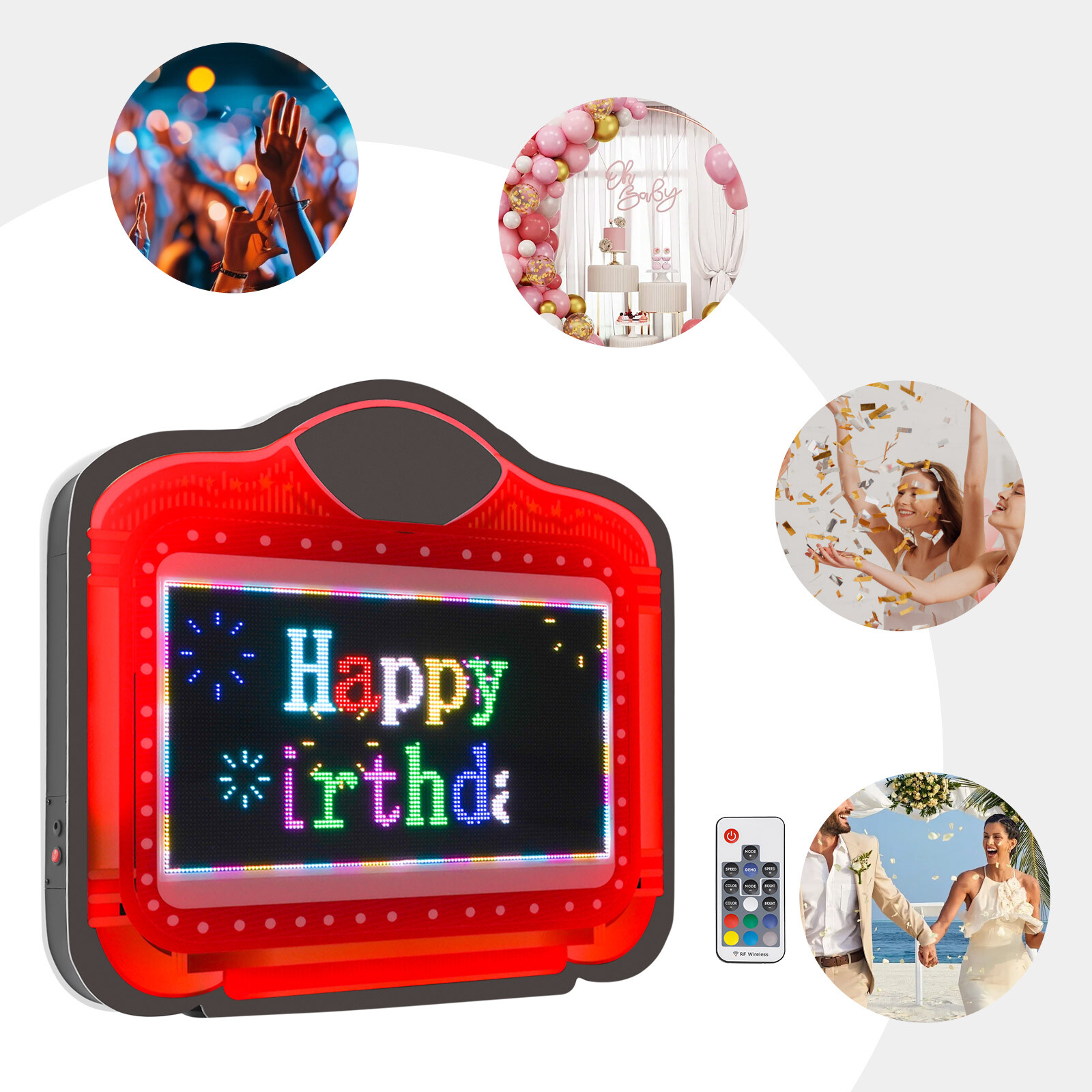 Smart LED Display Sign Board Color Change with App & Remote Control, Custom Text