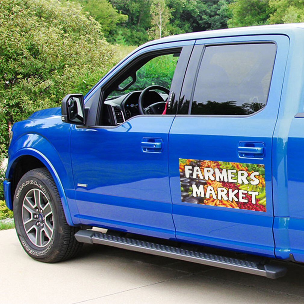 Car Magnet Set of 2 Farmers Market Advertising Printing A Industrial Sign