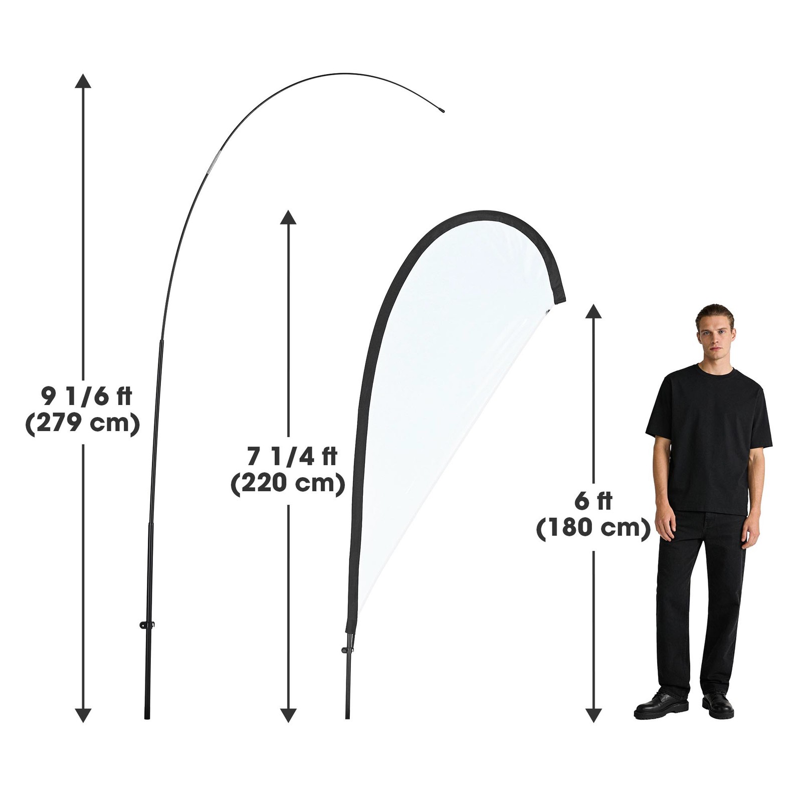 InstaHibit 10 Pack 9ft Teardrop Feather Flag Pole Kit w/ Cross Base & Water Bag
