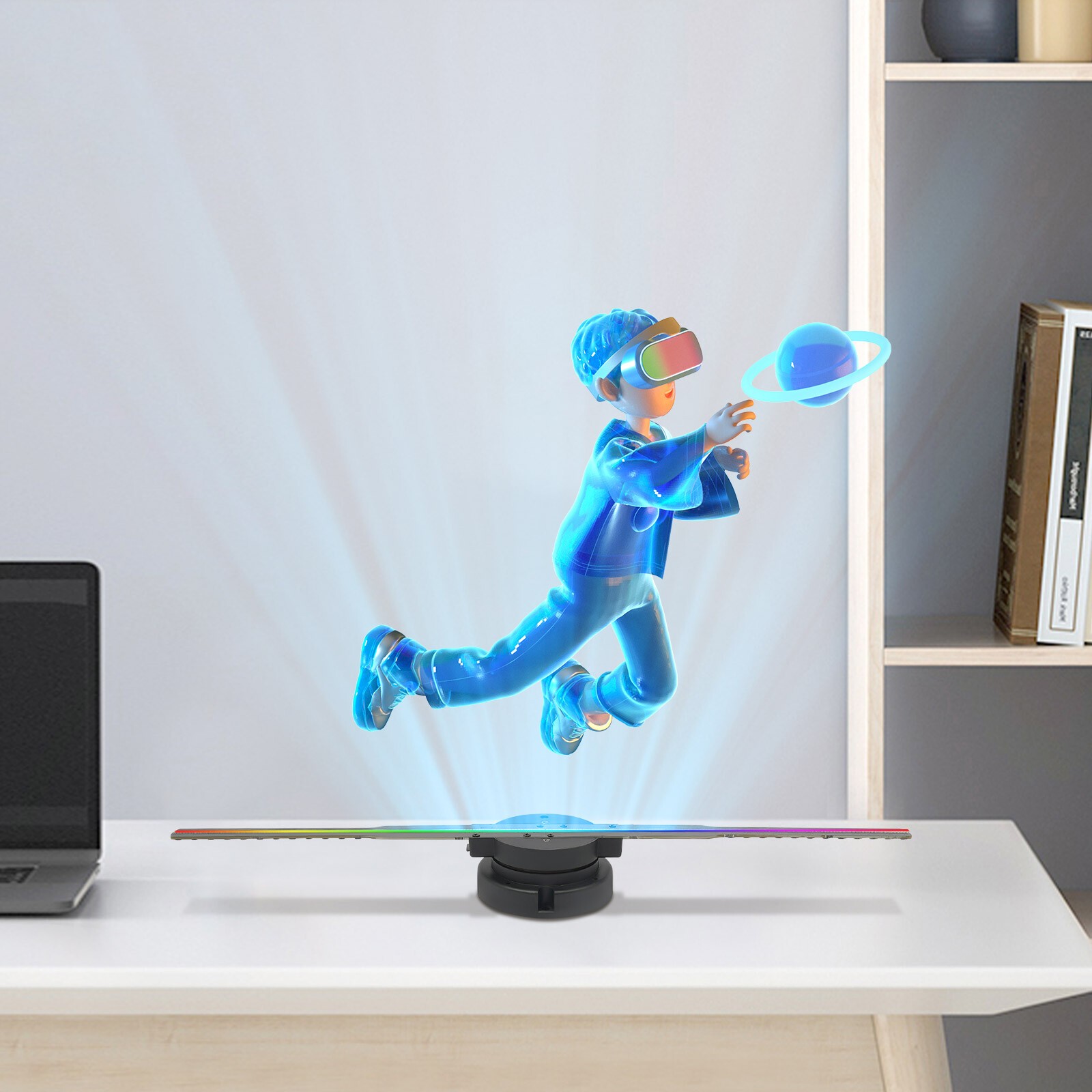 3D Holographic Fan Hologram Fan Projector 1080P LED Light RGB Sign Bar + Control