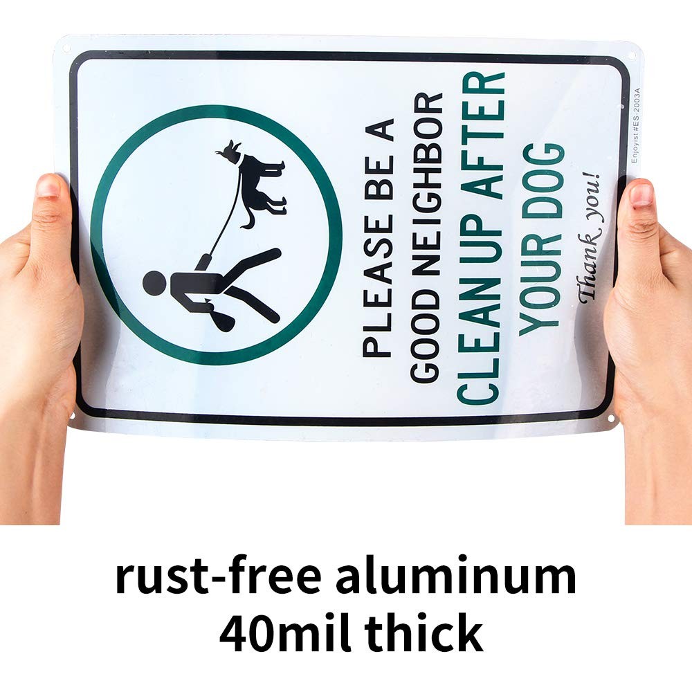 2 PCS Clean Up After Your Dog Sign 12×8 Inch Rust Free Aluminum Reflective