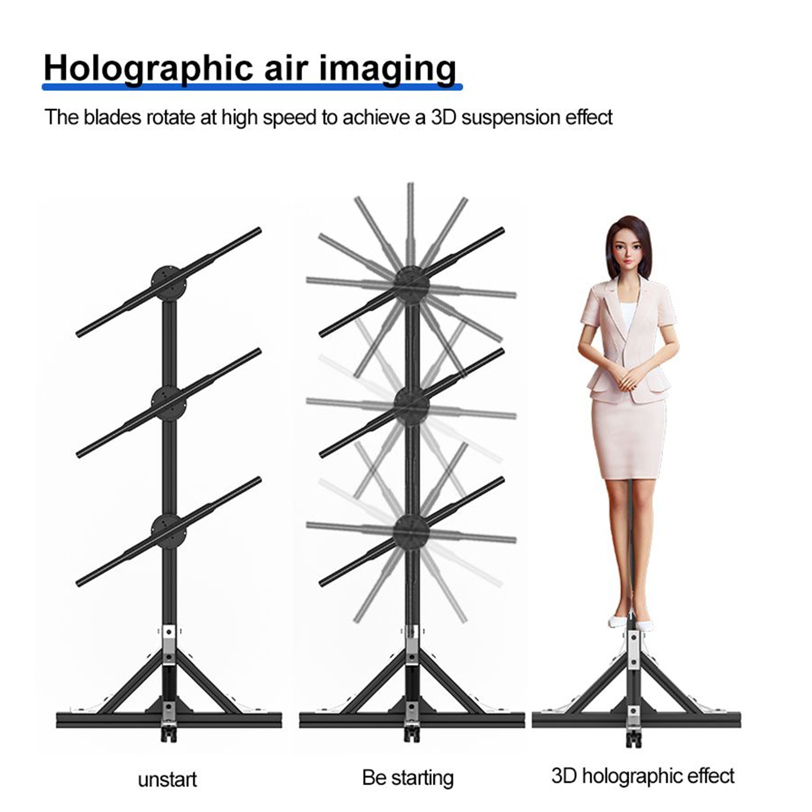 45cm 3D Holographic Projector 352 LED WIFI Hologram Fan Advertising Display 16G