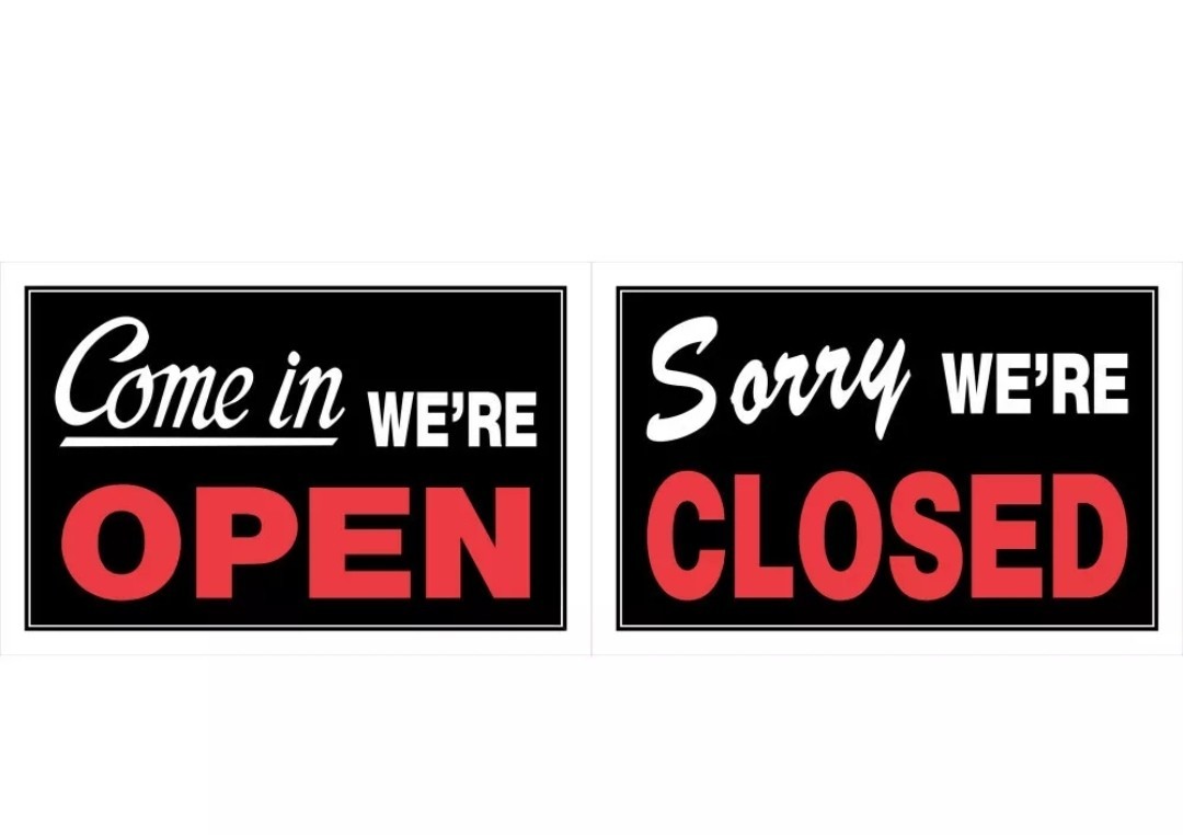 Come In We’re Open, Sorry We’re Closed 2 Sided Sign Hillman 8″x12″ Lot of 6