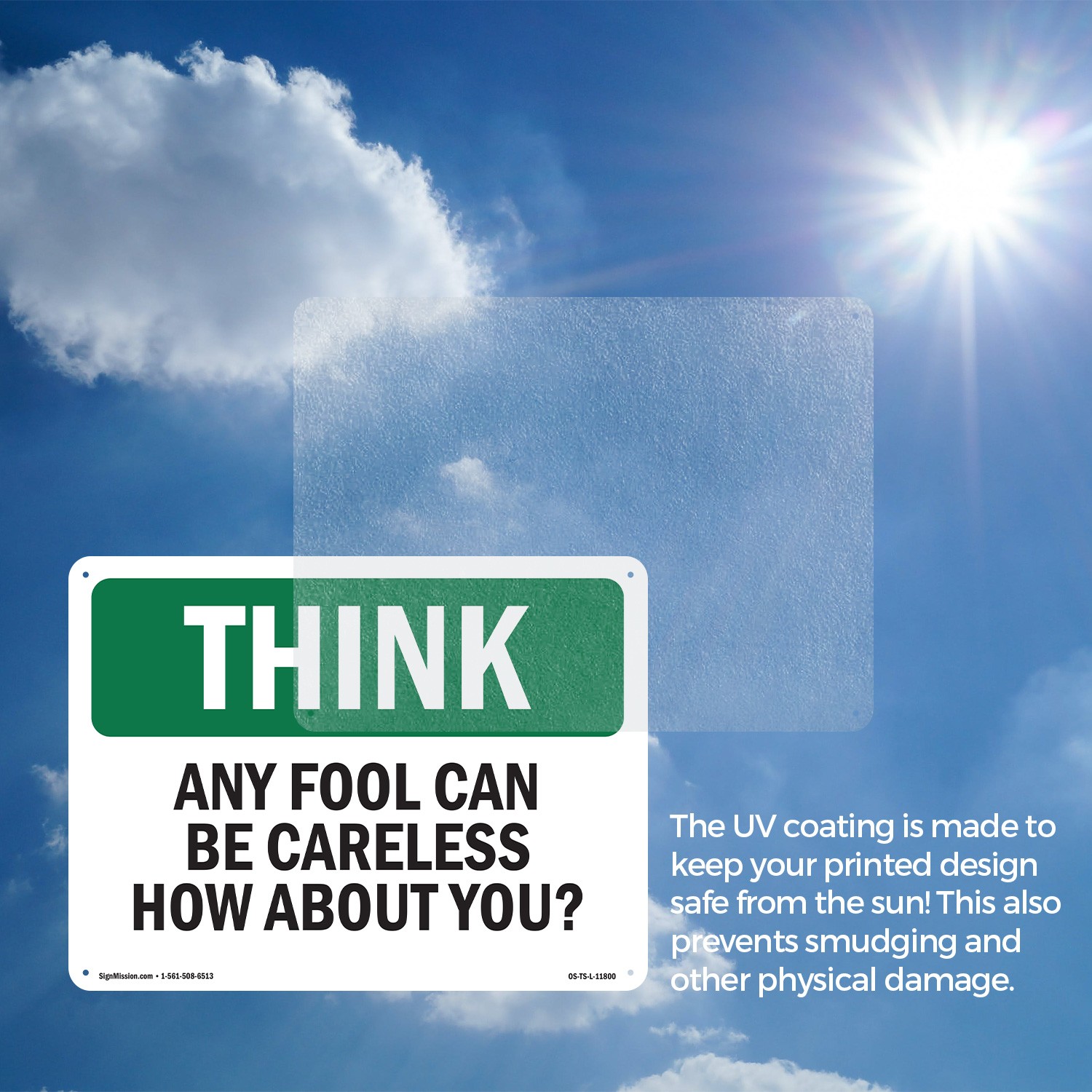 Any Fool Can Be Careless How About You OSHA Think Sign Or Decal – 5 or 10 Pack