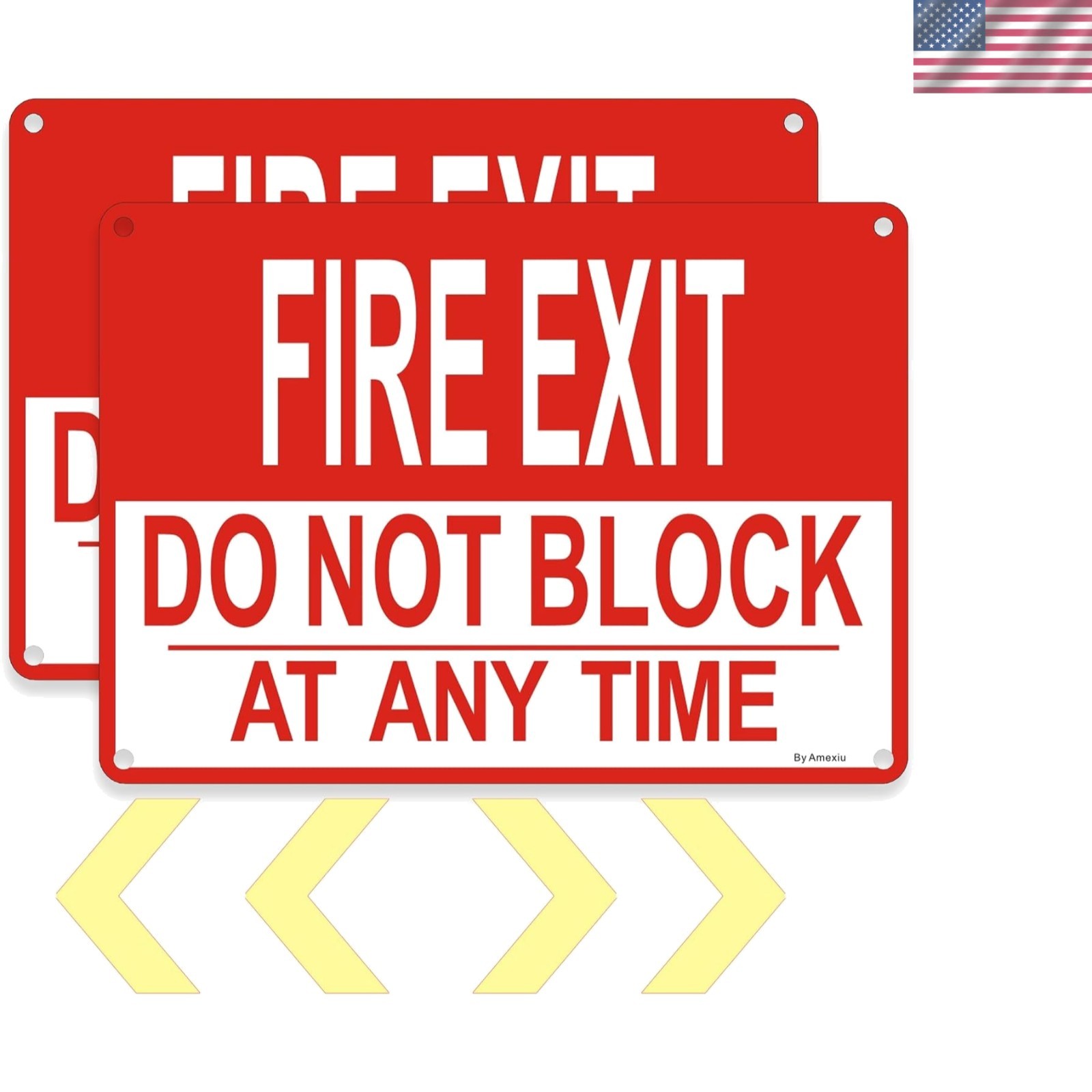 2 Pack Fire Exit Sign, Do not Block Door at All Times Metal Signs,10 x 7 Inch…