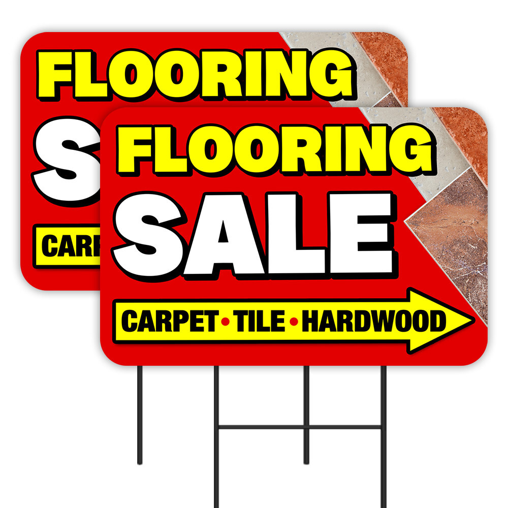 Flooring Sale – Carpet Tile Hardwood 2 Pack Double-Sided Yard Signs 16″ x 24″ wi