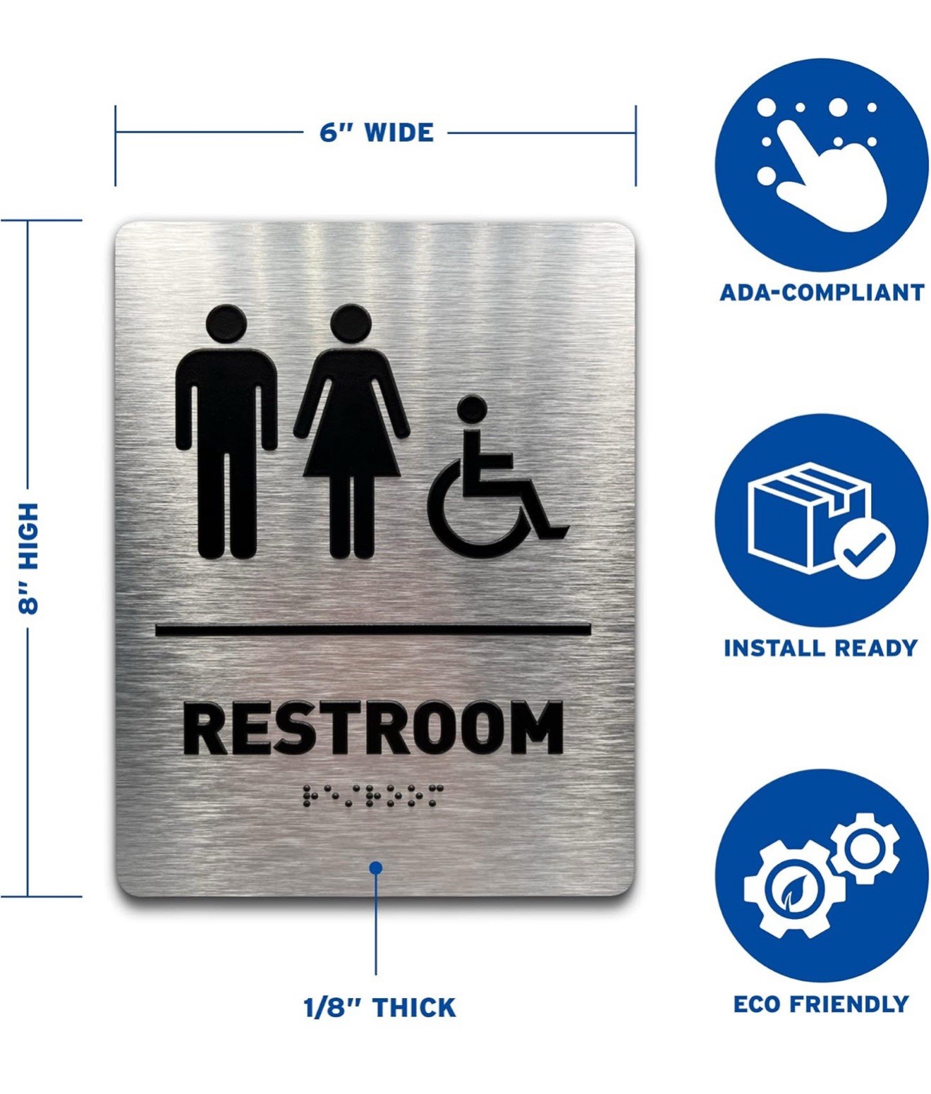 Gender Neutral Restroom Sign by GDS – ADA Compliant, Wheelchair Accessible