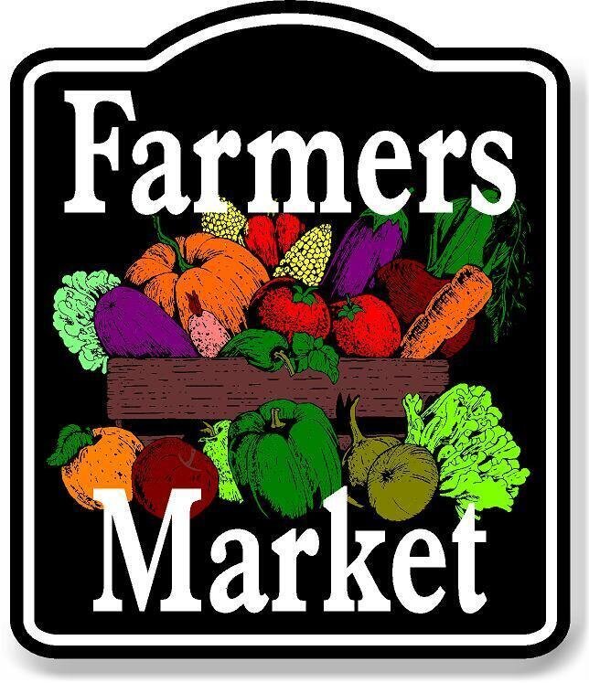 Farmers Market Color Fruit Vegetables BLACK Aluminum Composite Sign