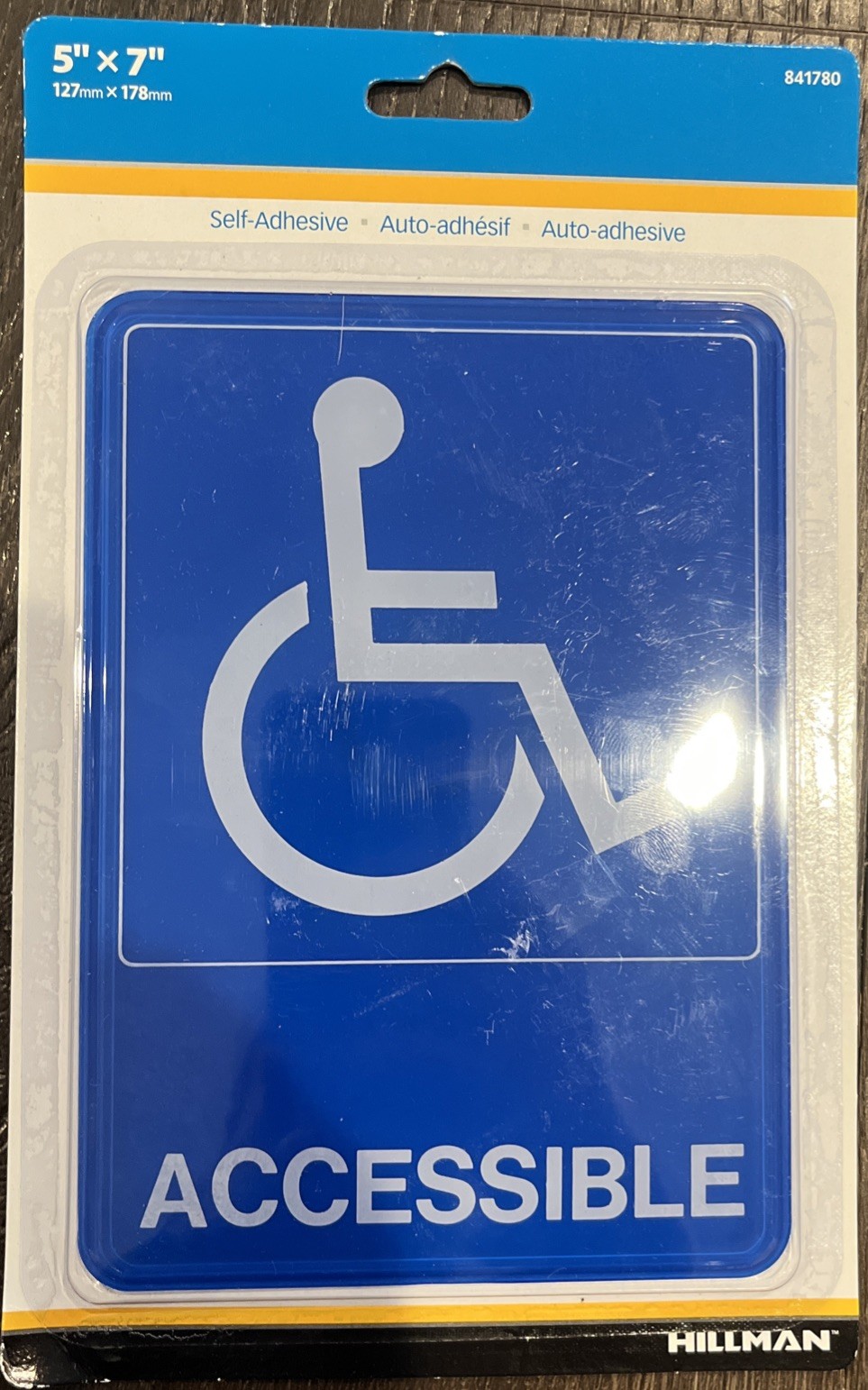 Handicapped Sign Accessible Wheelchair Accessible 5X7 Blue/White Hillman 1/Pkg