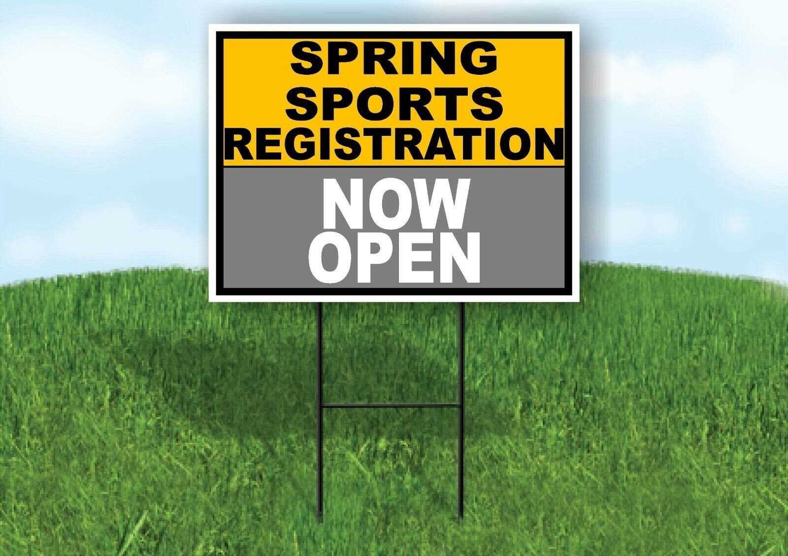 SPORTS REGISTRATION GOLD SILVER SPRING Yard Sign with Stand LAWN SIGN
