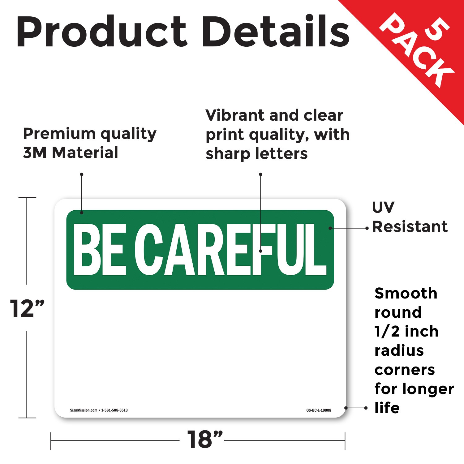 Blank Write-On OSHA Be Careful Sign Metal, Plastic, Or Decal – 5 or 10 Pack