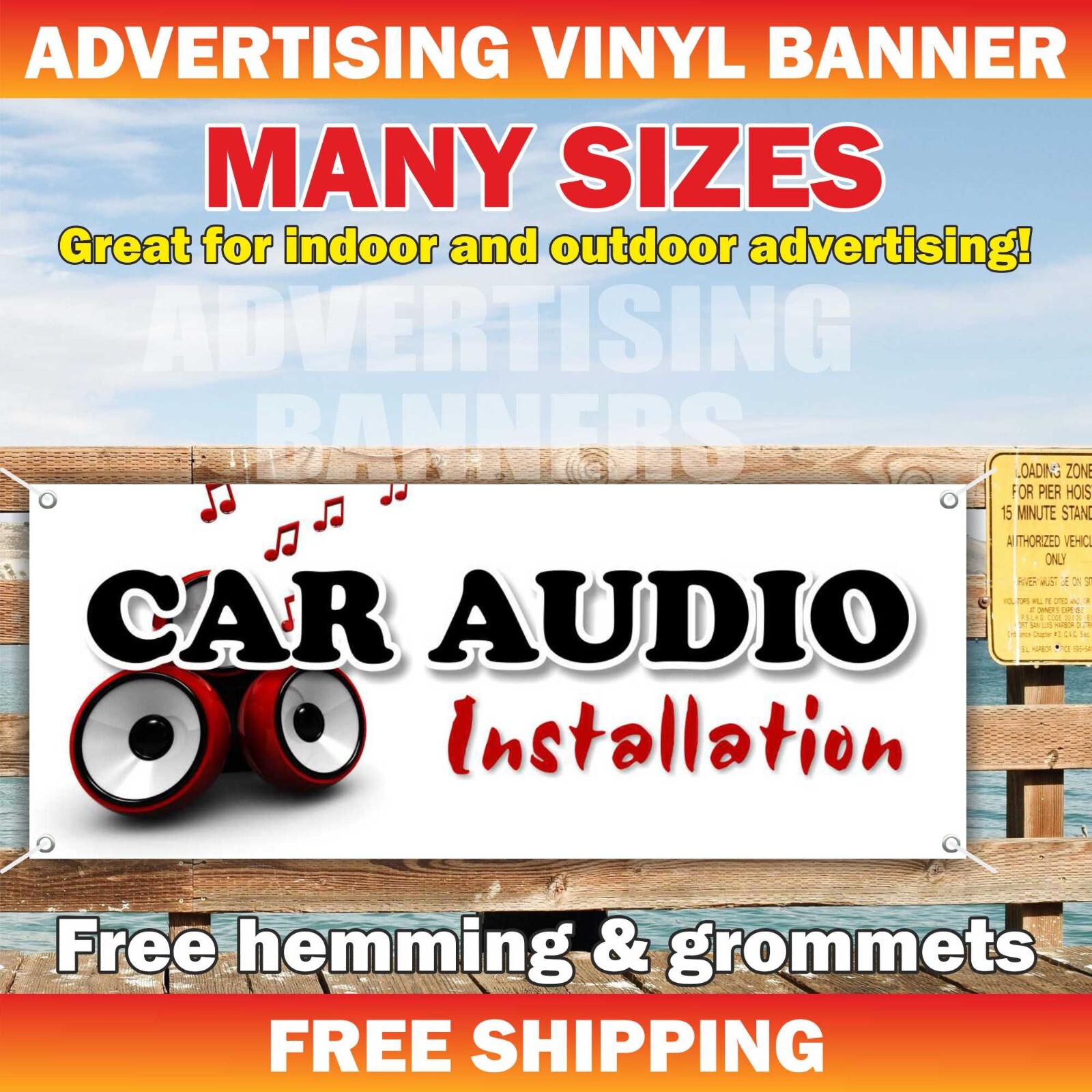 CAR AUDIO INSTALLATION Advertising Banner Vinyl Mesh Sign car radio music auto