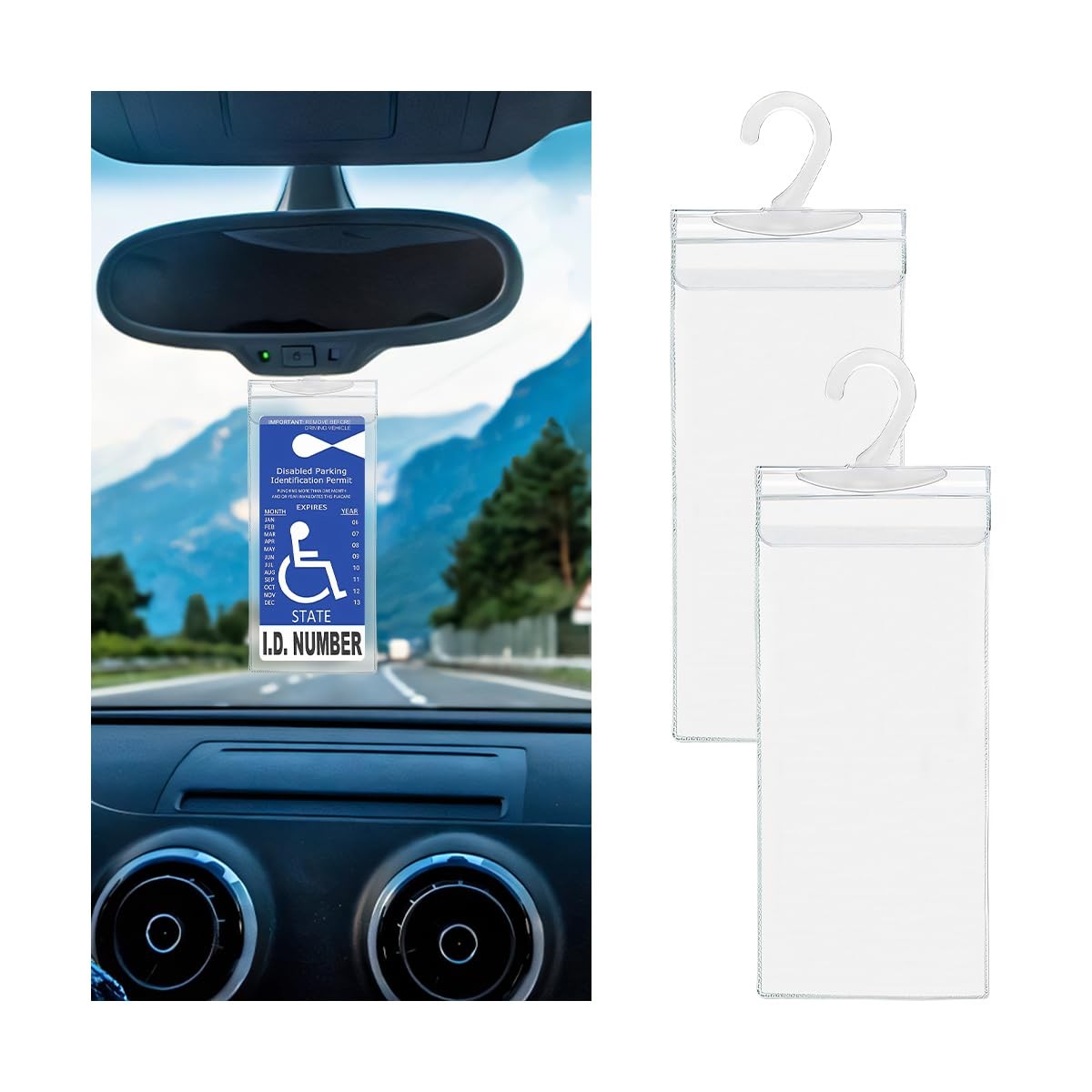 Mandark 2PCS Car Handicap Placard Holder, Ultra Transparent Auto transparent
