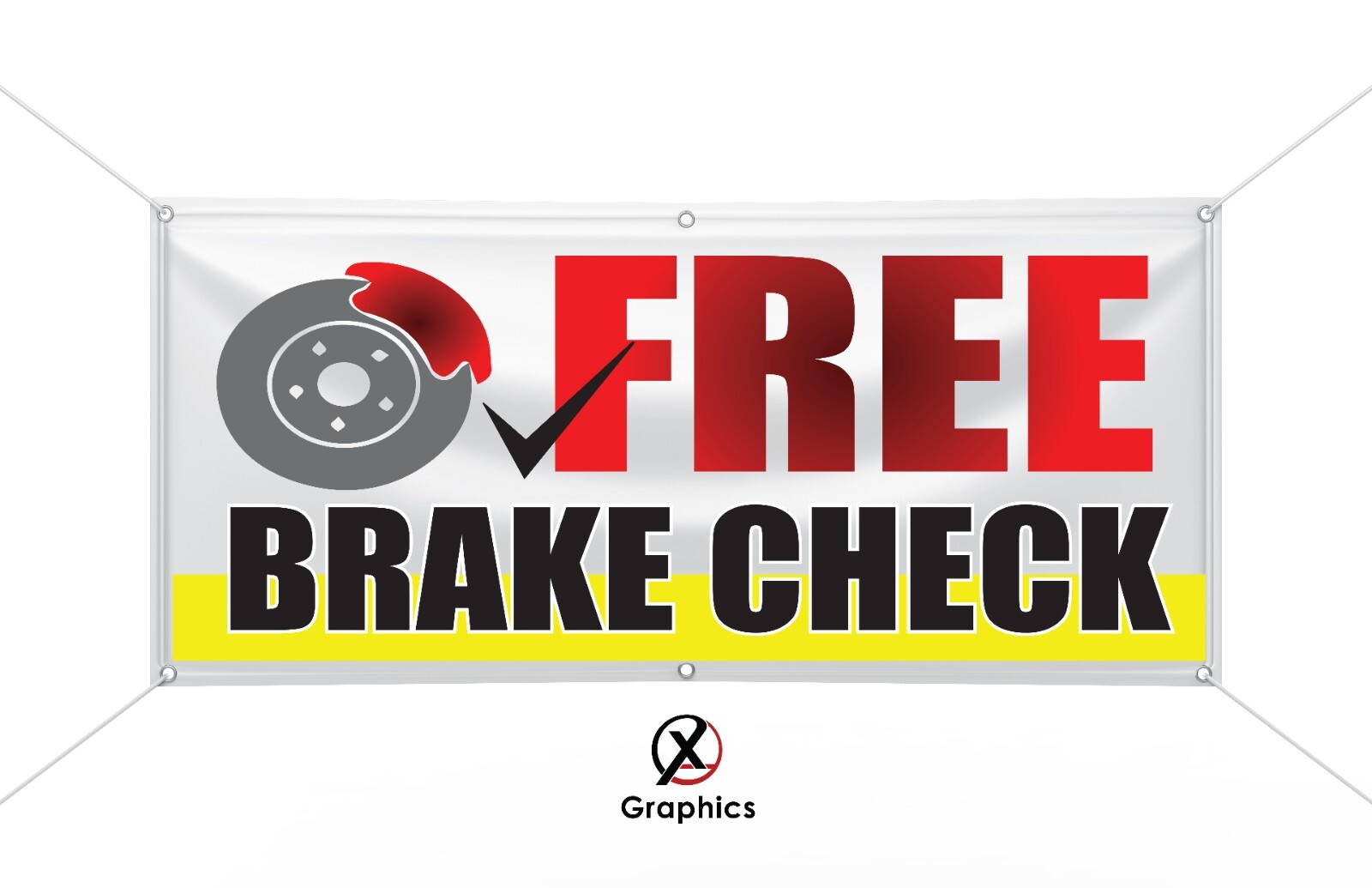 Free Brake Check Banner advertising Sign. Full color Outdoor Indoor sign auto