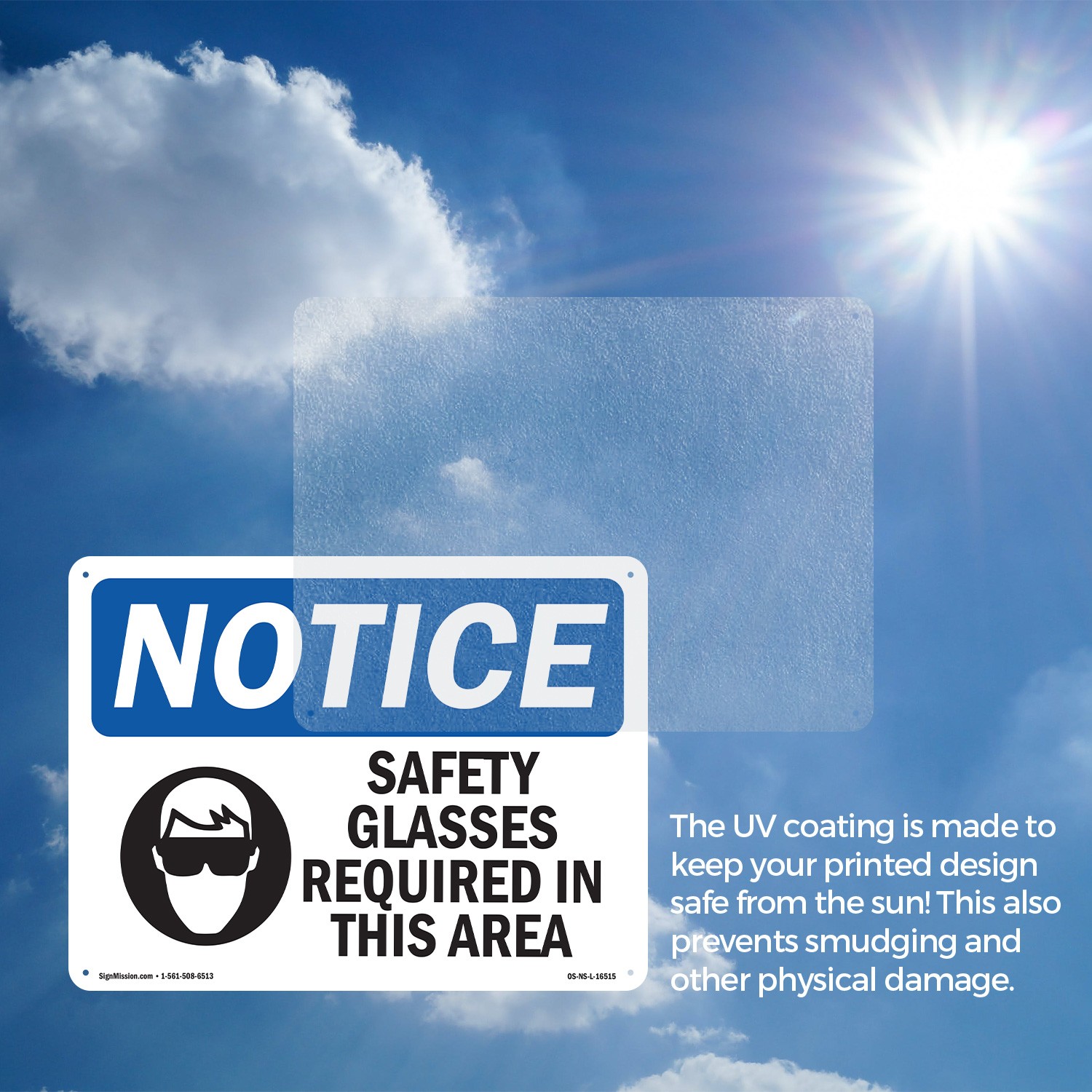 Safety Glasses Required In This Area OSHA Notice Sign Or Decal – 5 or 10 Pack