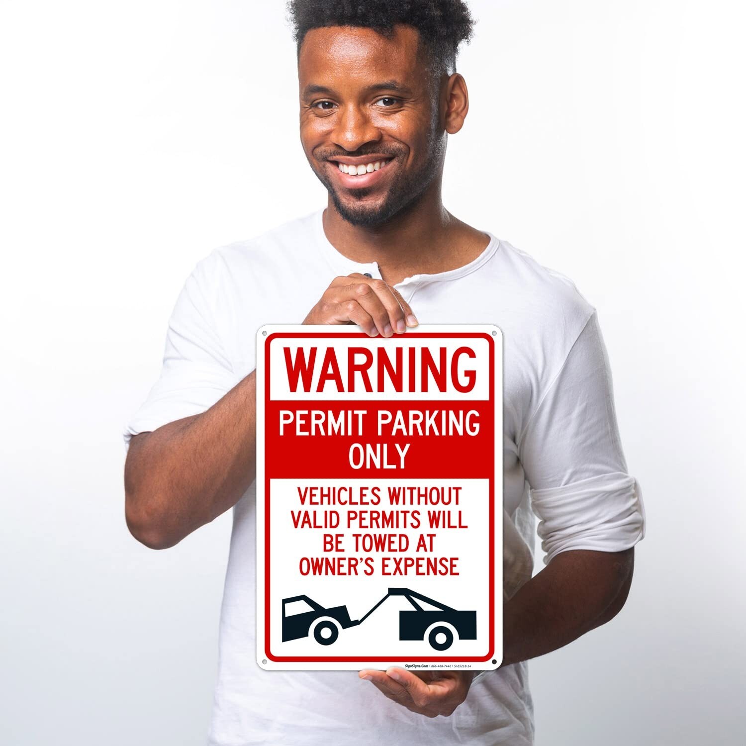 Warning Permit Parking Only Vehicles Without Permits Will Be Towed Sign